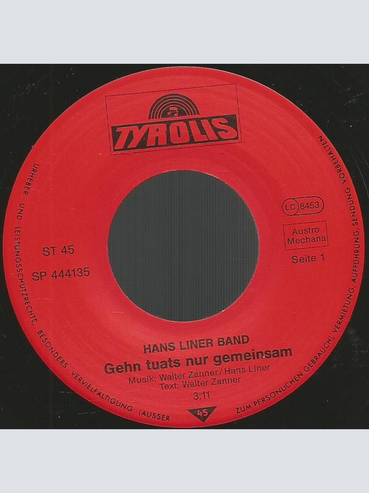 Vinyl / Hans Liner Band - Geh'n Tuat's Nur Gemeinsam