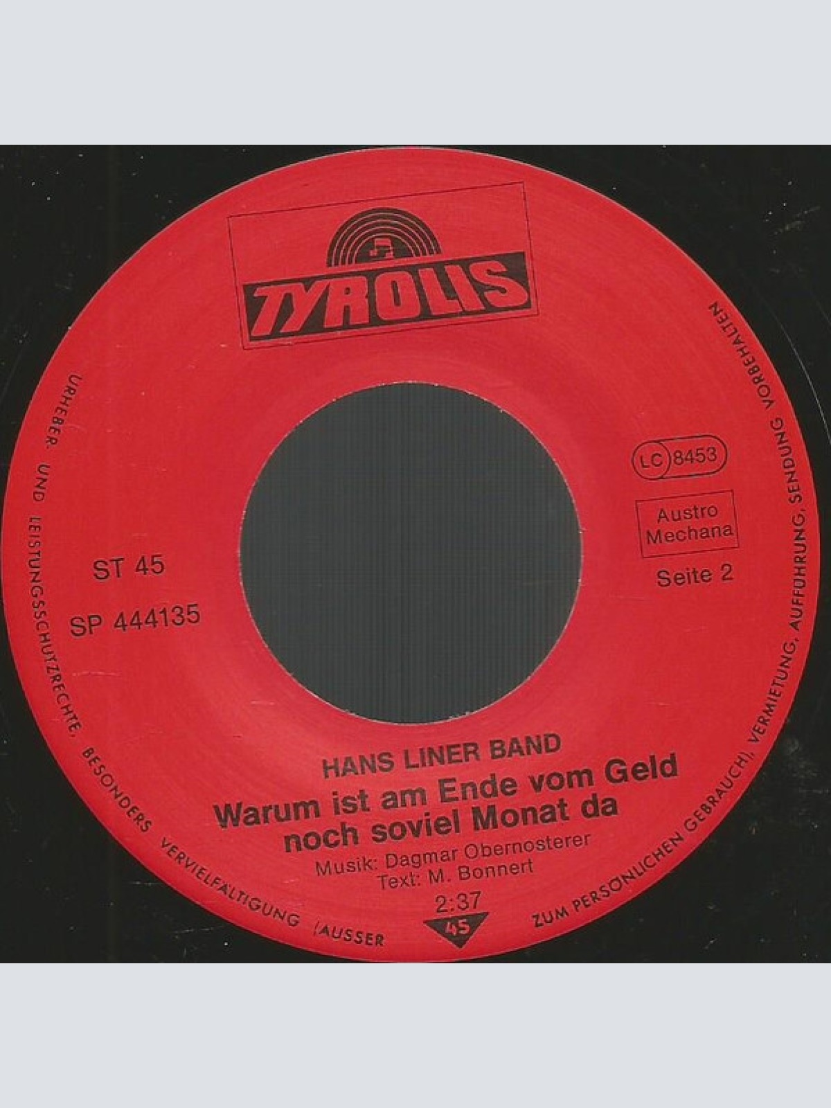 Vinyl / Hans Liner Band - Geh'n Tuat's Nur Gemeinsam