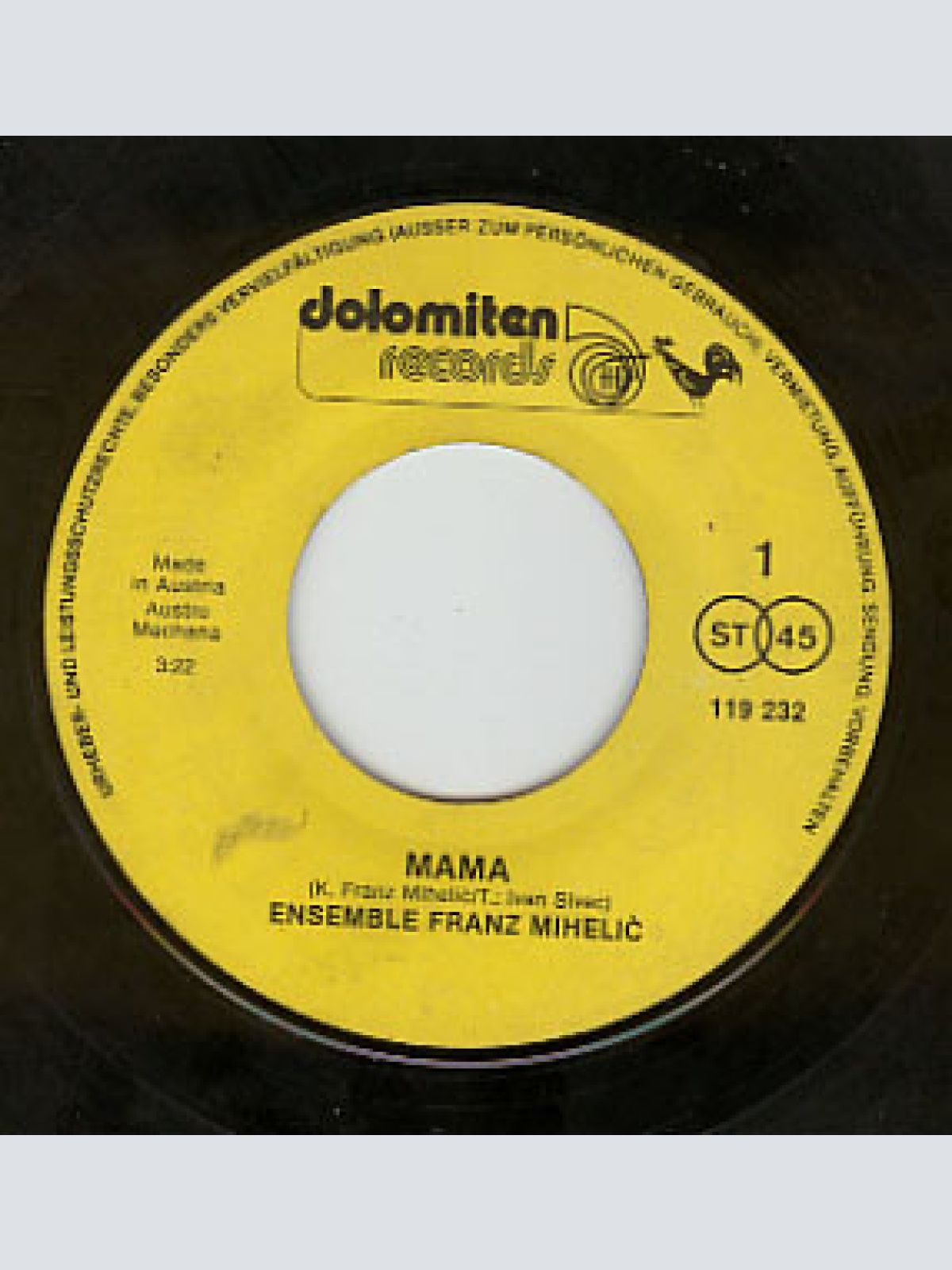 Vinyl / Ensemble Franz Mihelic* - Mama / Polka, Wein Und Fröhlich Singen