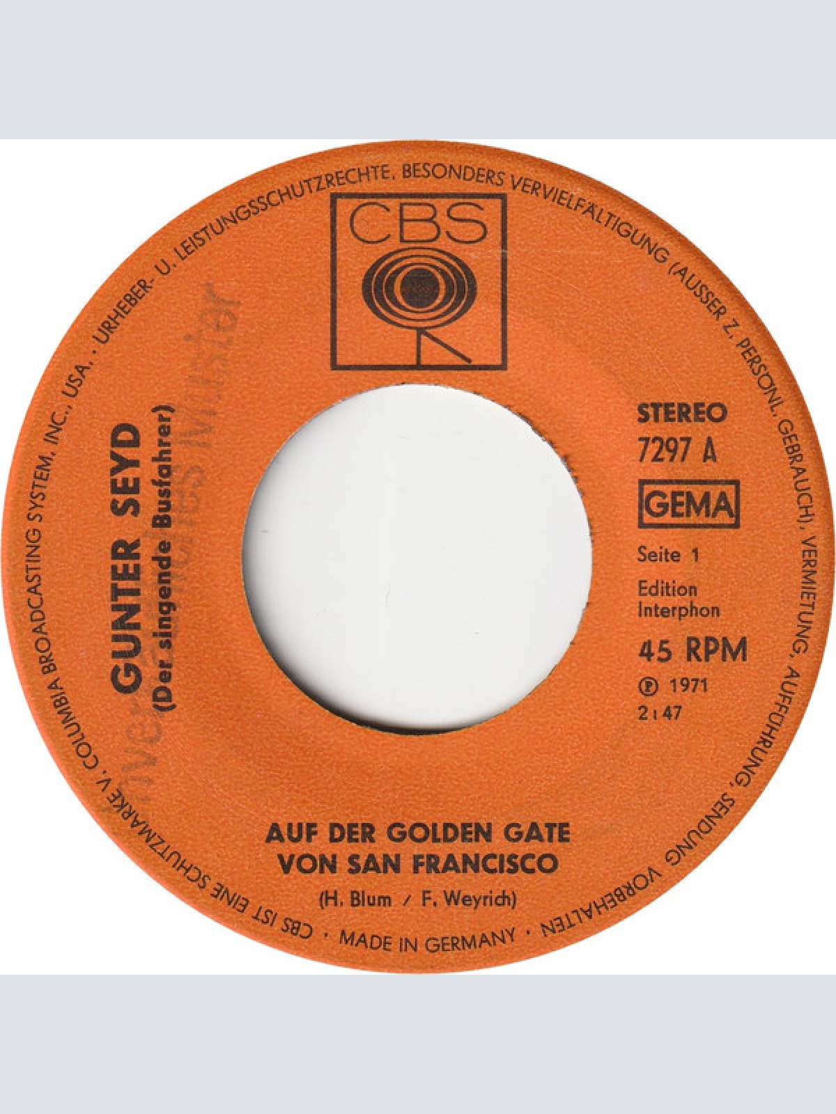 Vinyl / Gunter Seyd - Auf Der Golden Gate von San Francisco