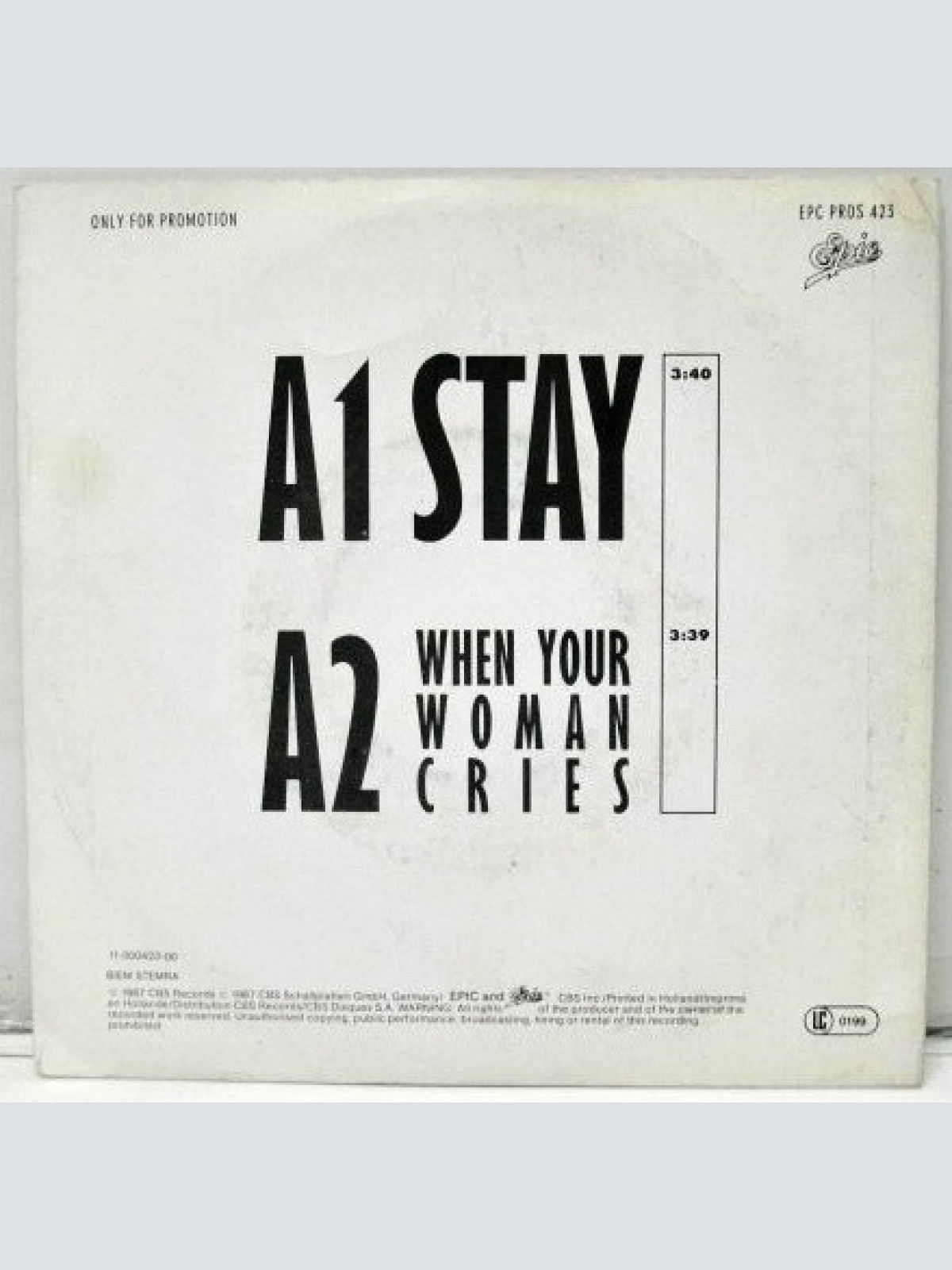 Vinyl / Johnny Logan - Stay / When Your Woman Cries