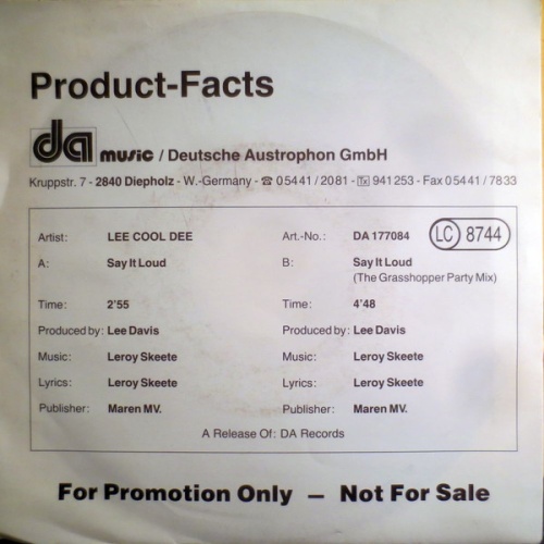 Vinyl / Lee Cool Dee - Say It Loud