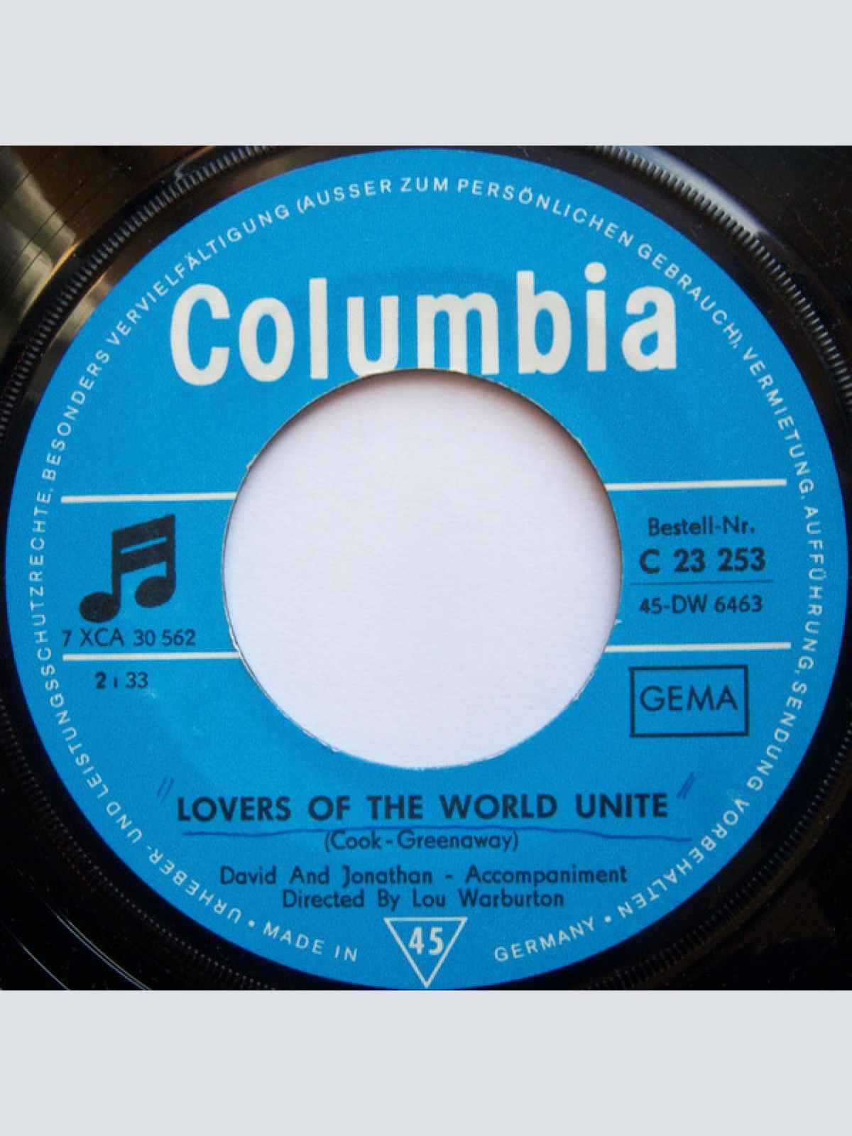 Vinyl / David & Jonathan - Lovers Of The World Unite / Oh My Word