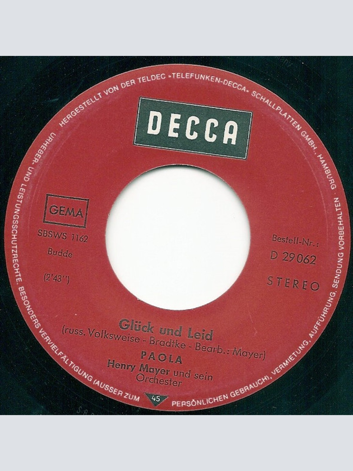 Vinyl / Paola (2) - Glück Und Leid / Mañana - Warte Bis Morgen