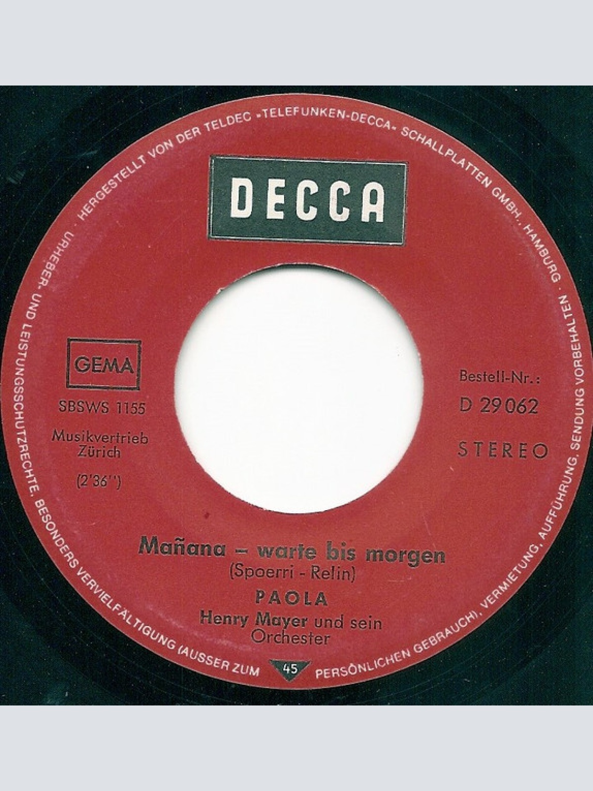 Vinyl / Paola (2) - Glück Und Leid / Mañana - Warte Bis Morgen