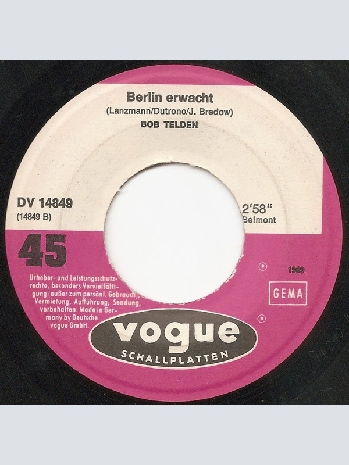 Vinyl / Bob Telden - Ohne Ende / Berlin Erwacht