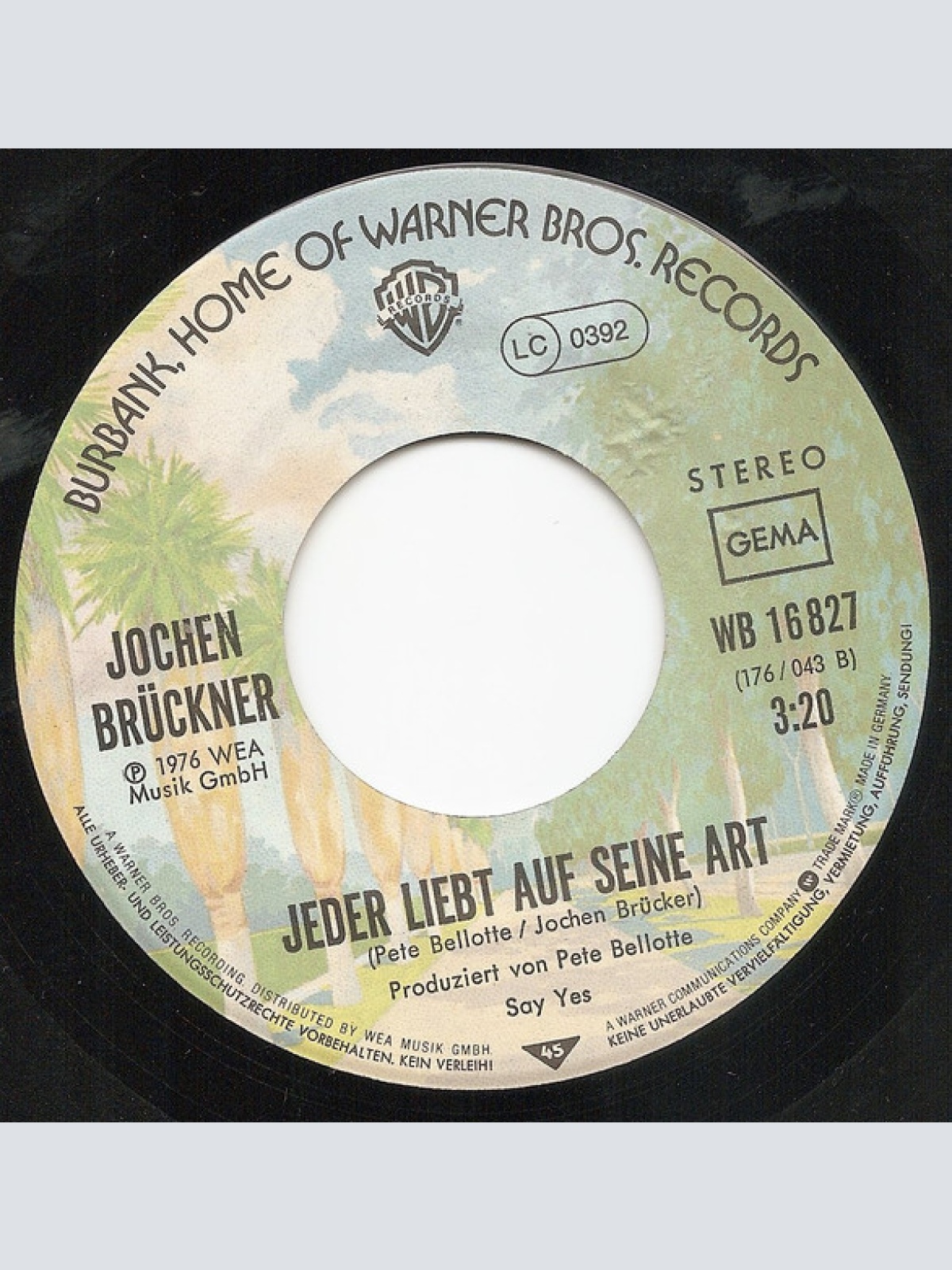 Vinyl / Jochen Brückner (2) - Weil Du Anders Bist (Let The Rough Side Drag)