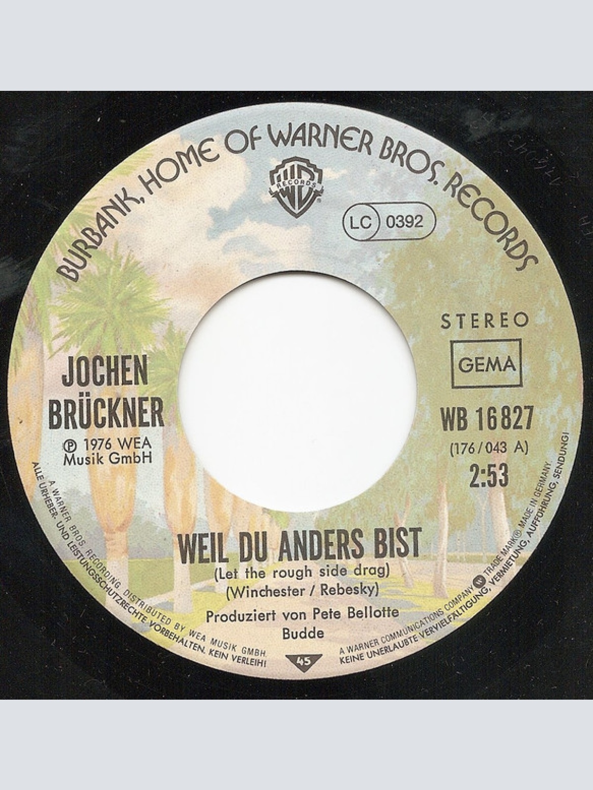 Vinyl / Jochen Brückner (2) - Weil Du Anders Bist (Let The Rough Side Drag)