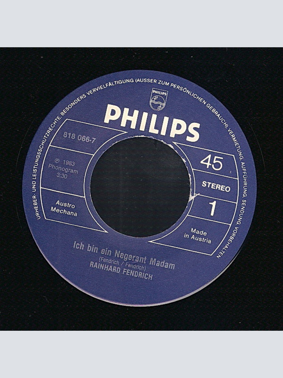 Vinyl / Rainhard Fendrich - Ich Bin Ein Negerant Madam