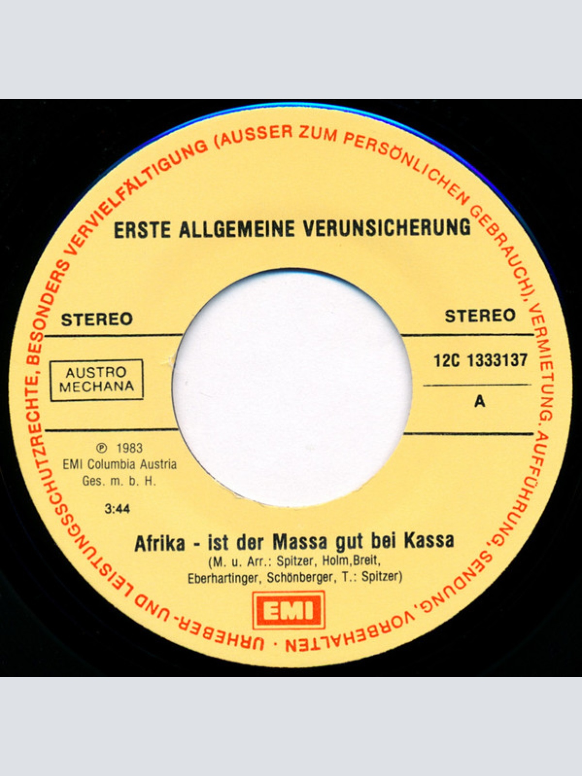 Vinyl / Erste Allgemeine Verunsicherung* - Afrika (Ist Der Massa Gut Bei Kassa...)