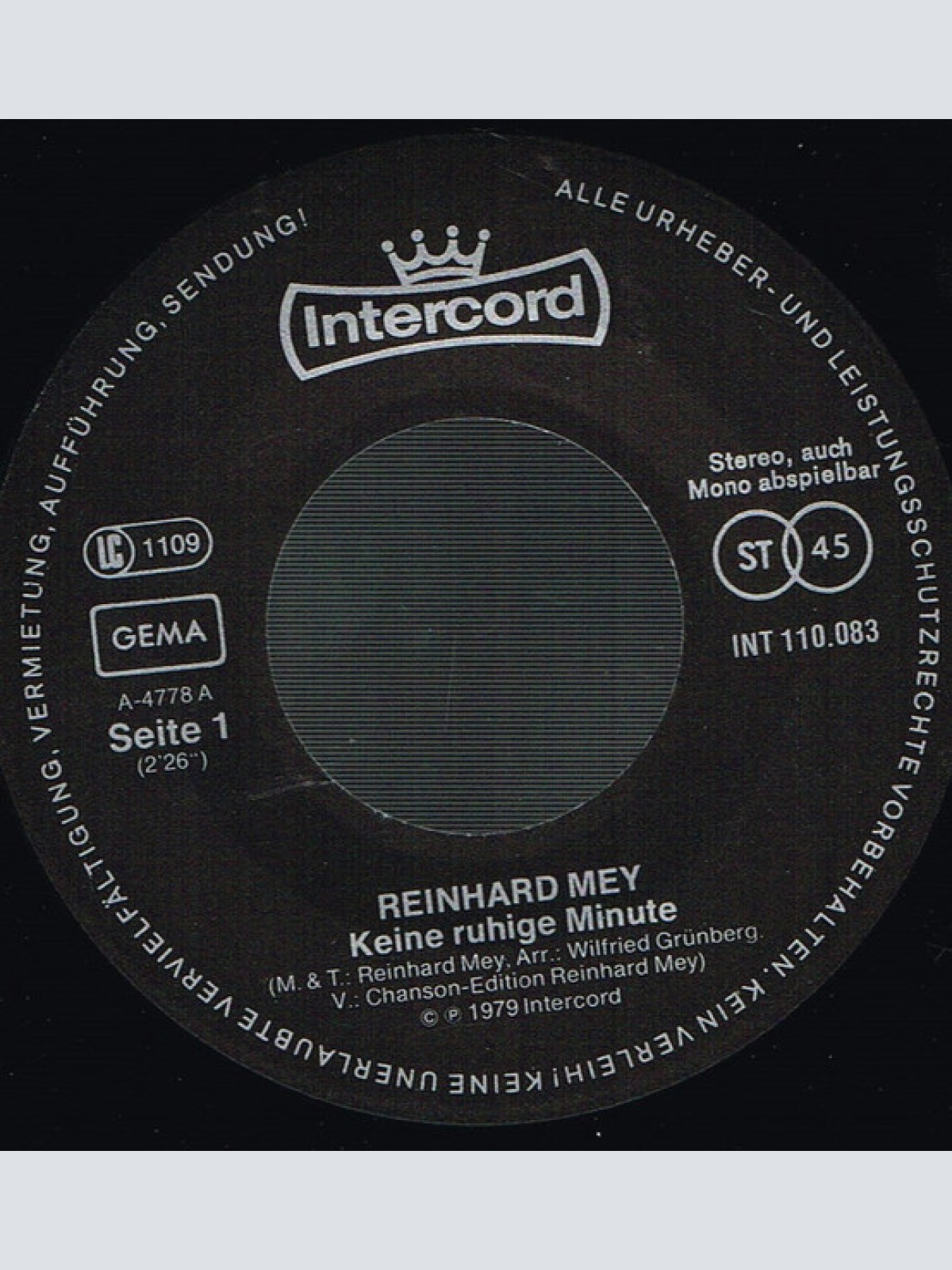 Vinyl / Reinhard Mey - Keine Ruhige Minute / Dieter Malinek, Ulla Und Ich