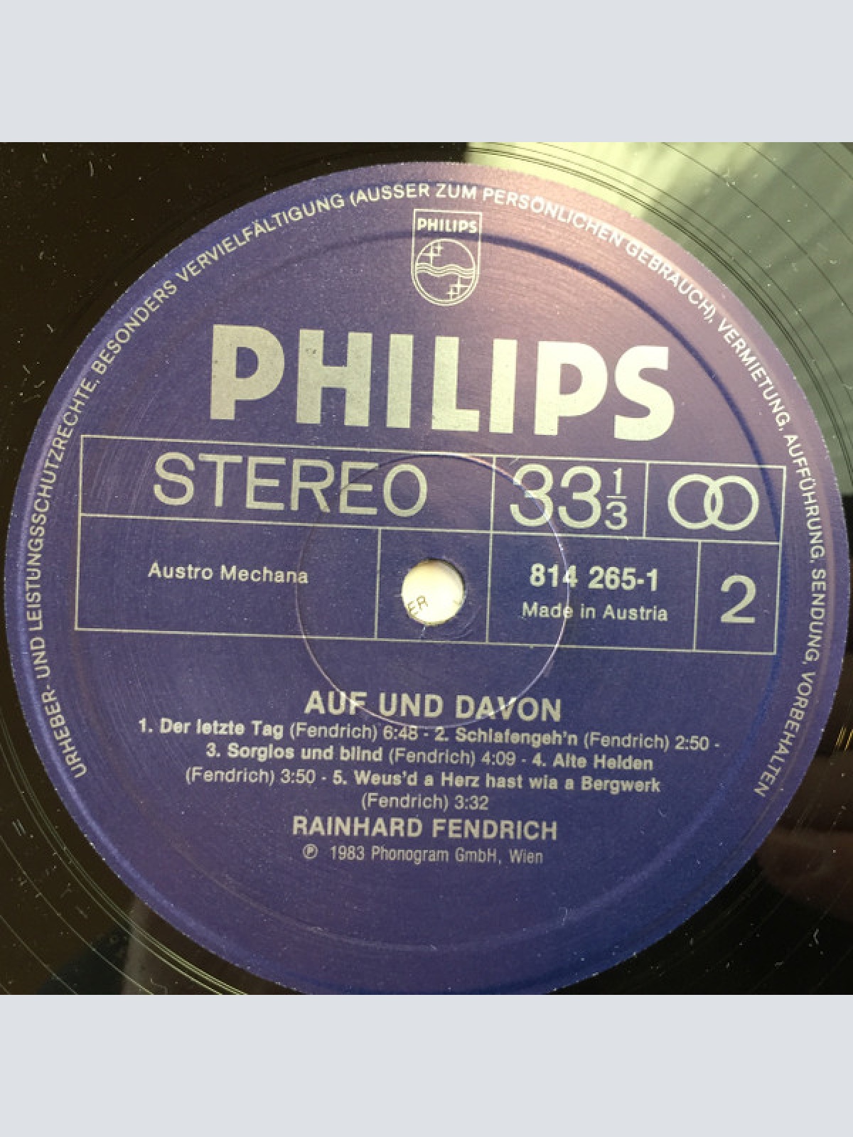 Vinyl / Rainhard Fendrich - Auf Und Davon.