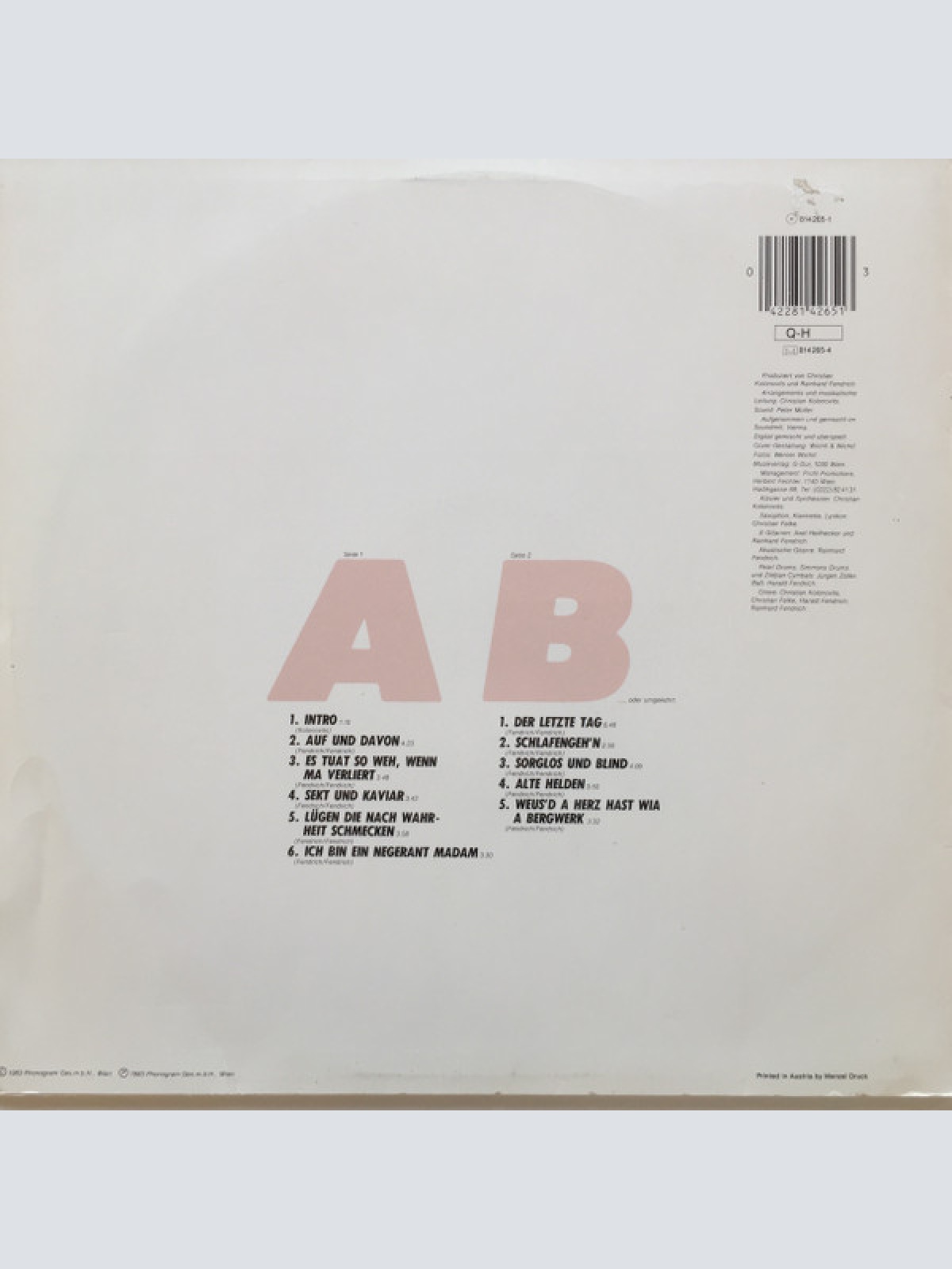 Vinyl / Rainhard Fendrich - Auf Und Davon.