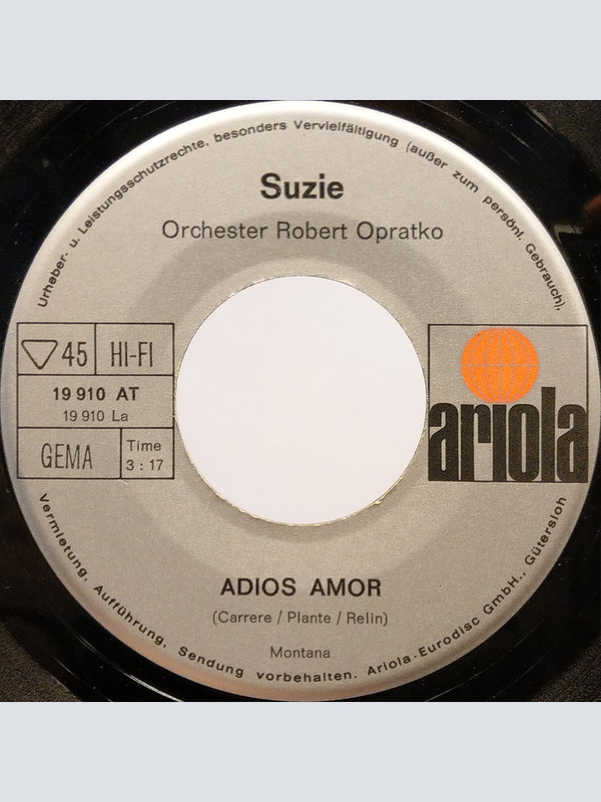 Vinyl / Suzie (2) - Adios Amor / Ich Bin Immer Für Dich Da