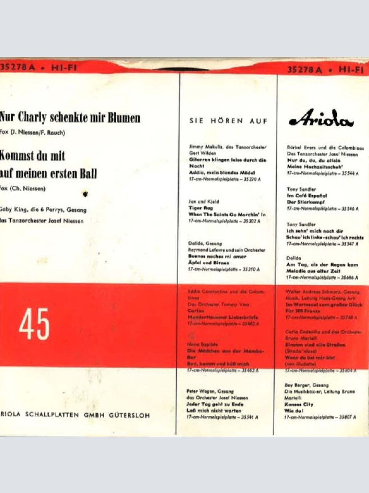 Vinyl / Gaby King, Die 6 Perry's* - Nur Charly Schenkte Mir Blumen