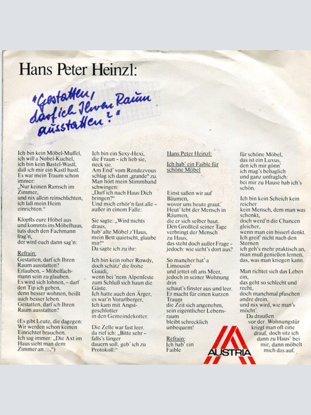 Vinyl / Hans Peter Heinzl - Gestatten Darf Ich Ihren Raum Ausstatten?