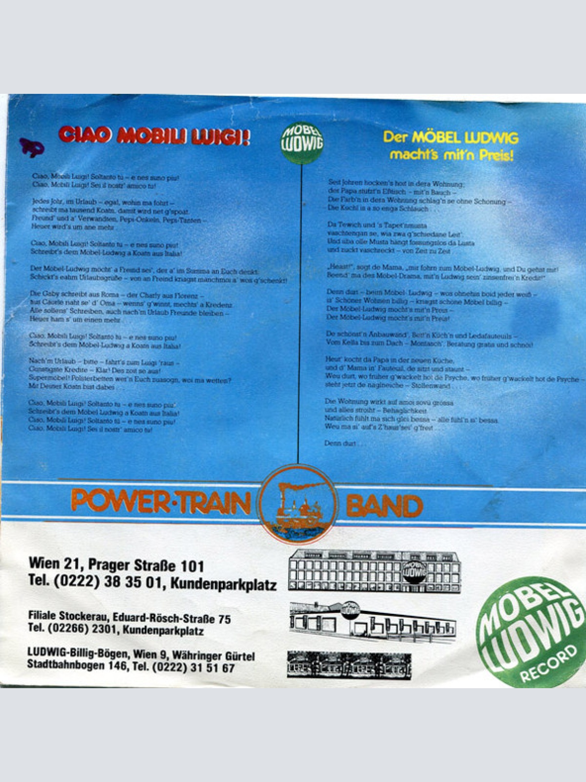 Vinyl / Power Train Band - Ciao Mobili Luigi !