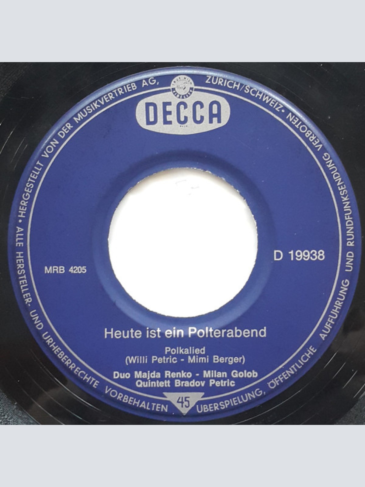 Vinyl / Willi Petric, Quintett Bradov Petric, Majda Renko In Milan Golob - Heute Ist Ein Polterabend