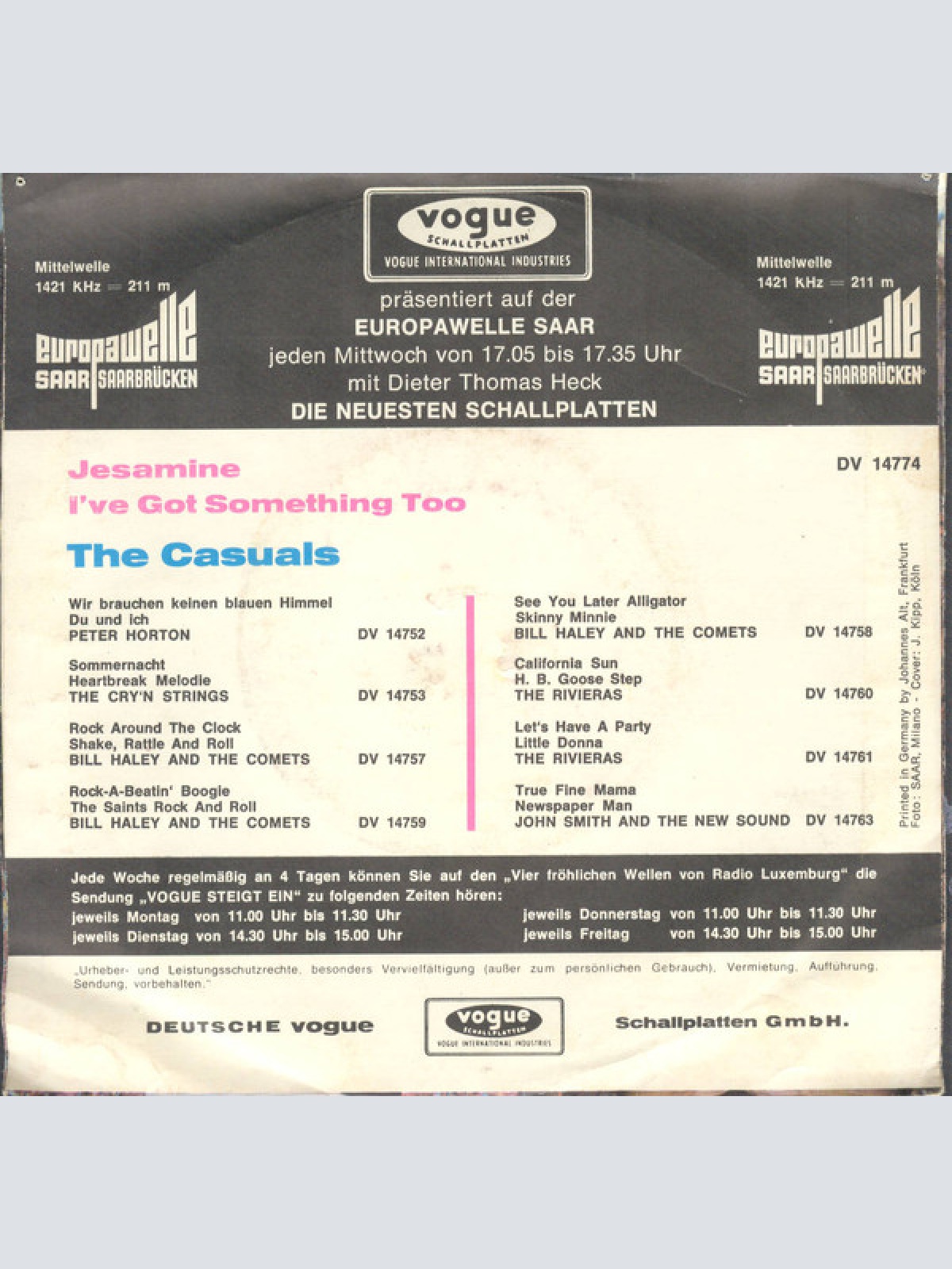 Vinyl / The Casuals - Jesamine