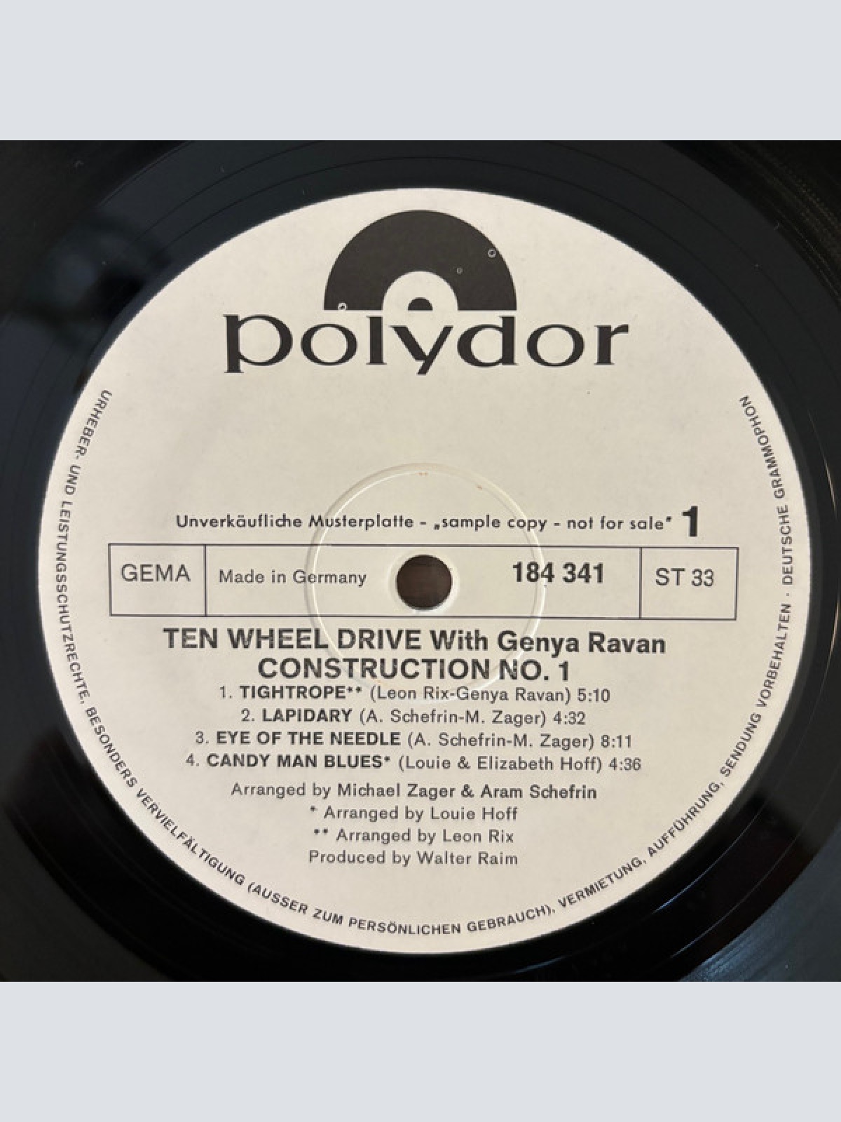 Vinyl / Ten Wheel Drive, Genya Ravan - Construction #1