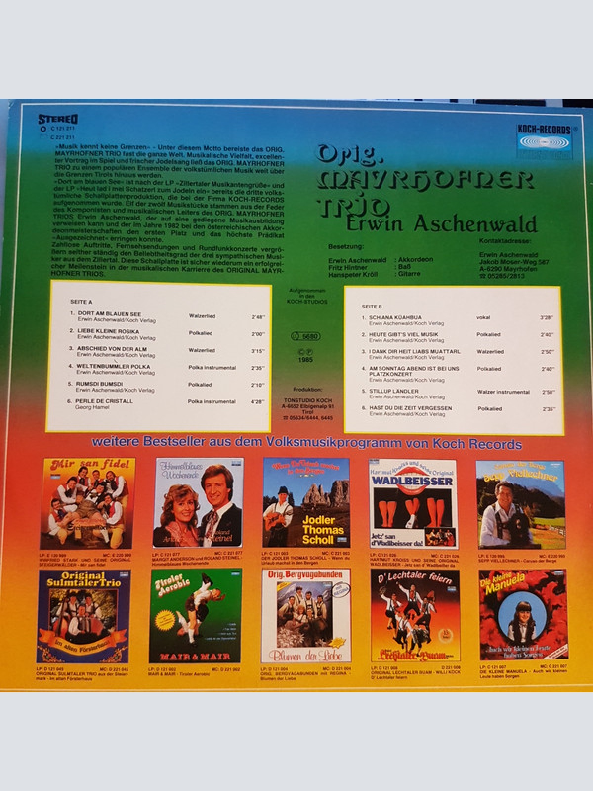 Vinyl / Orig. Mayrhofner Trio*, Erwin Aschenwald - Dort Am Blauen See