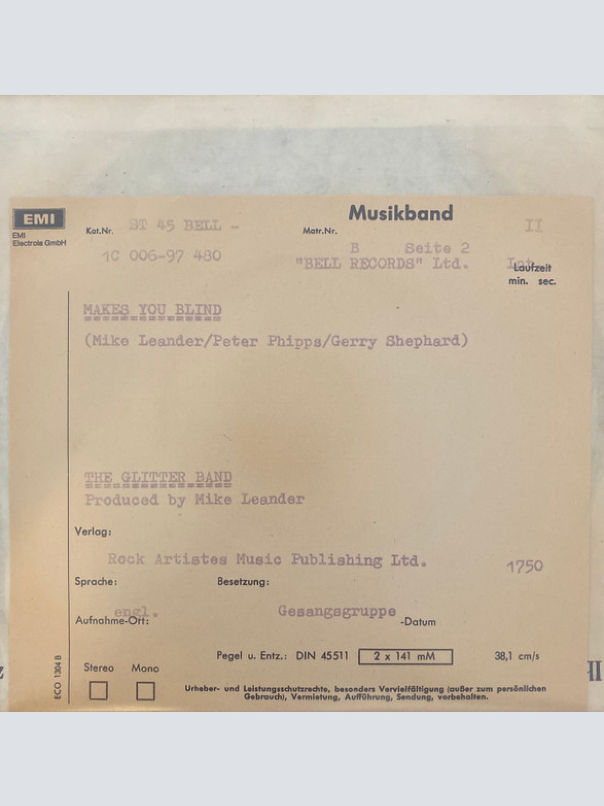 Vinyl / The Glitter Band - People Like You And People Like Me