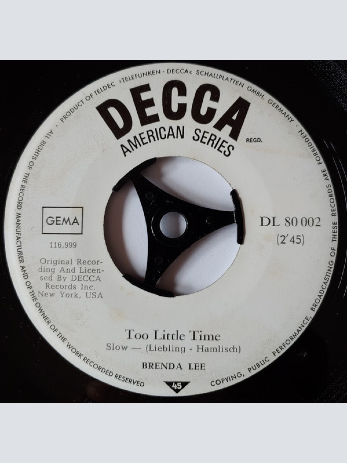 Vinyl / Brenda Lee - Too Little Time / Time And Time Again