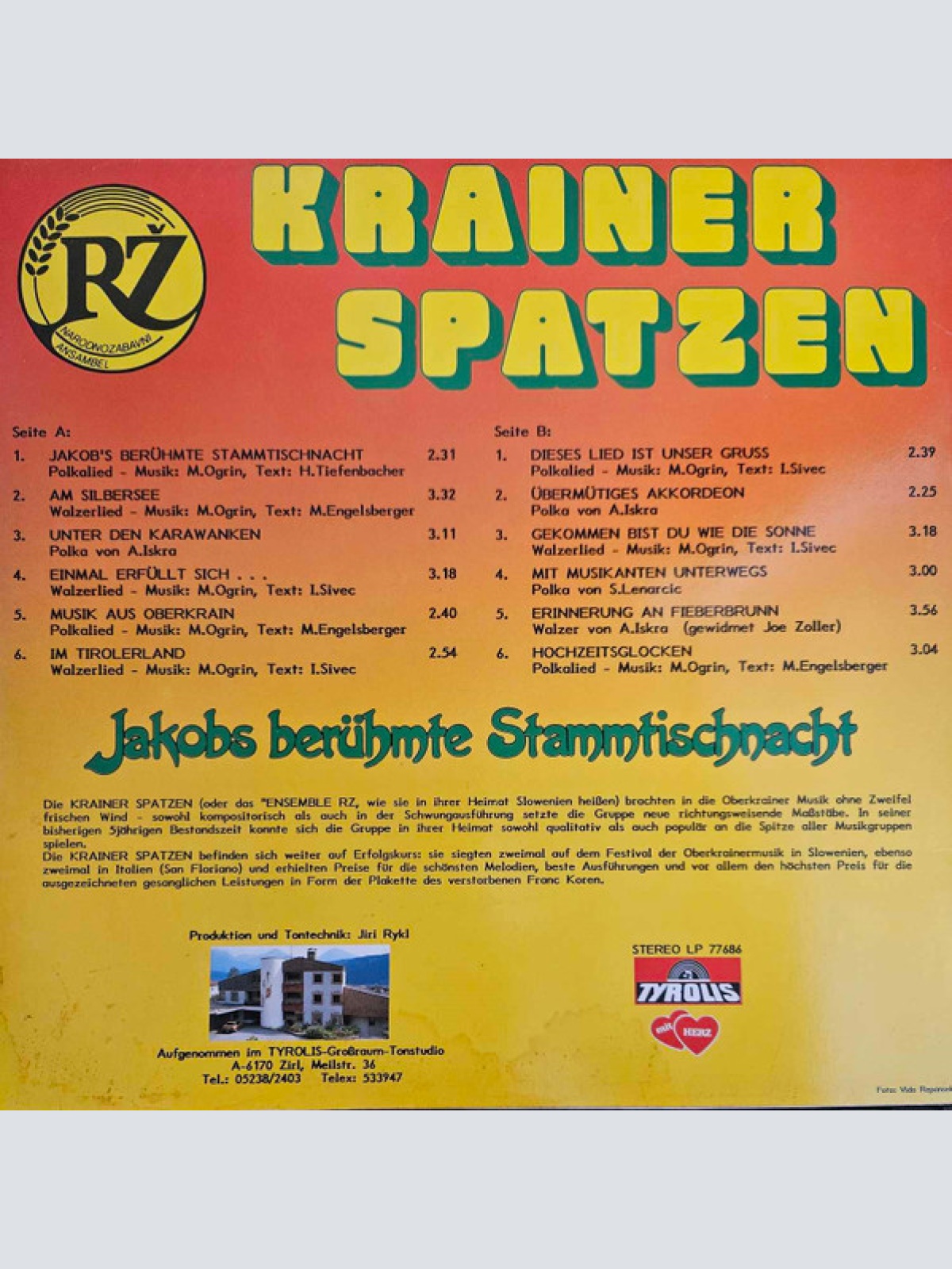 Vinyl / Krainer Spatzen - Die Berühmte Stammtischnacht