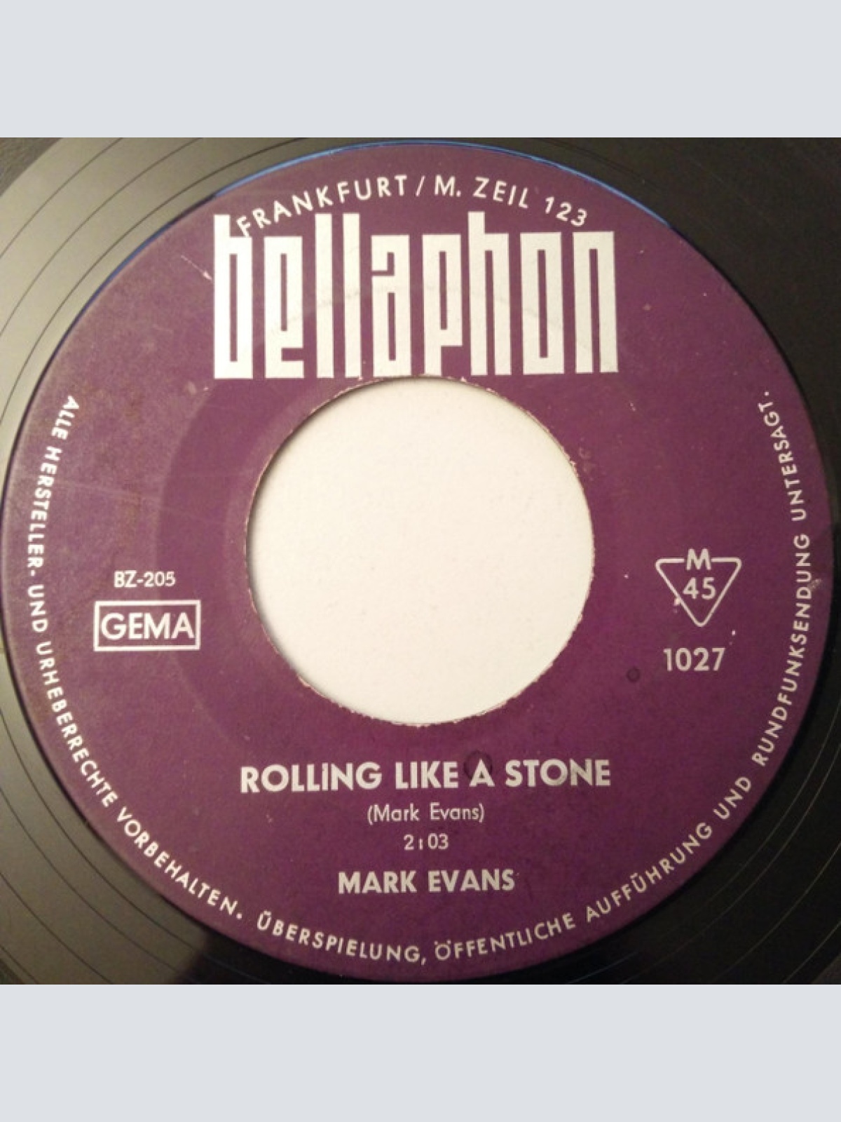 Vinyl / Mark Evans (7) - Rolling Like A Stone