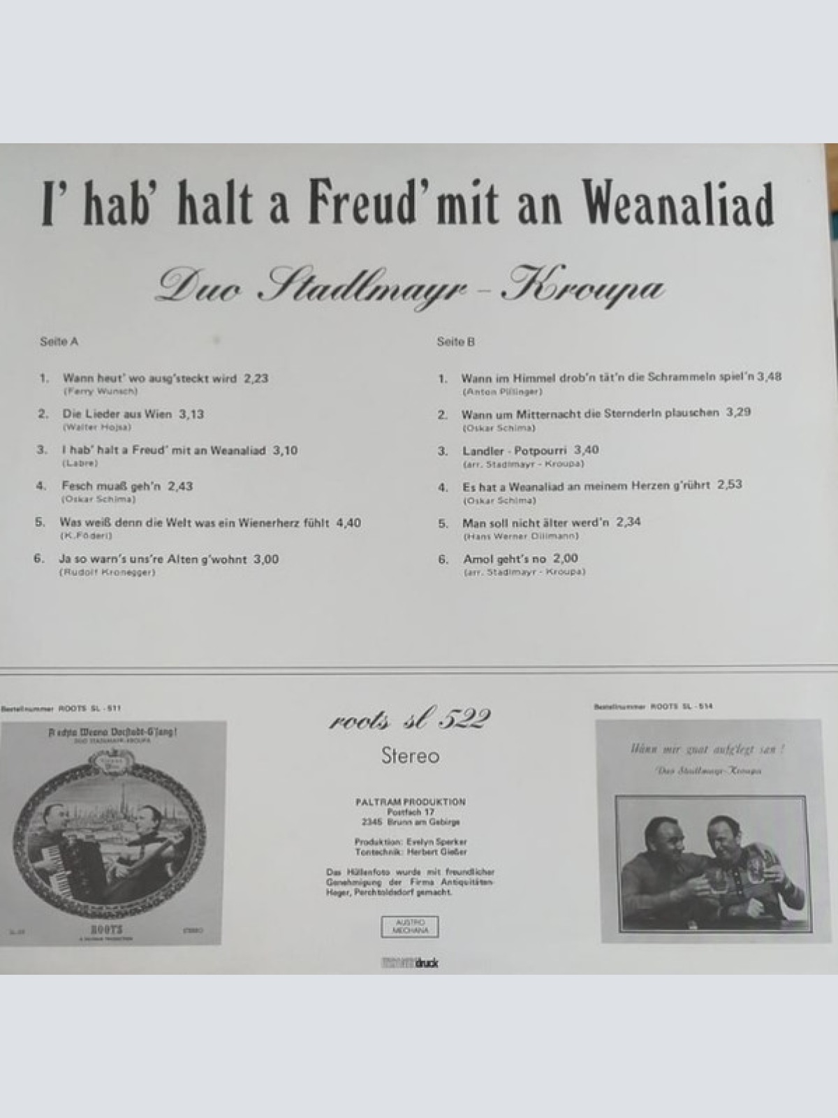 Vinyl / Duo Stadlmayr-Kroupa - I' Hab' Halt A Freud' Mit An Weanaliad