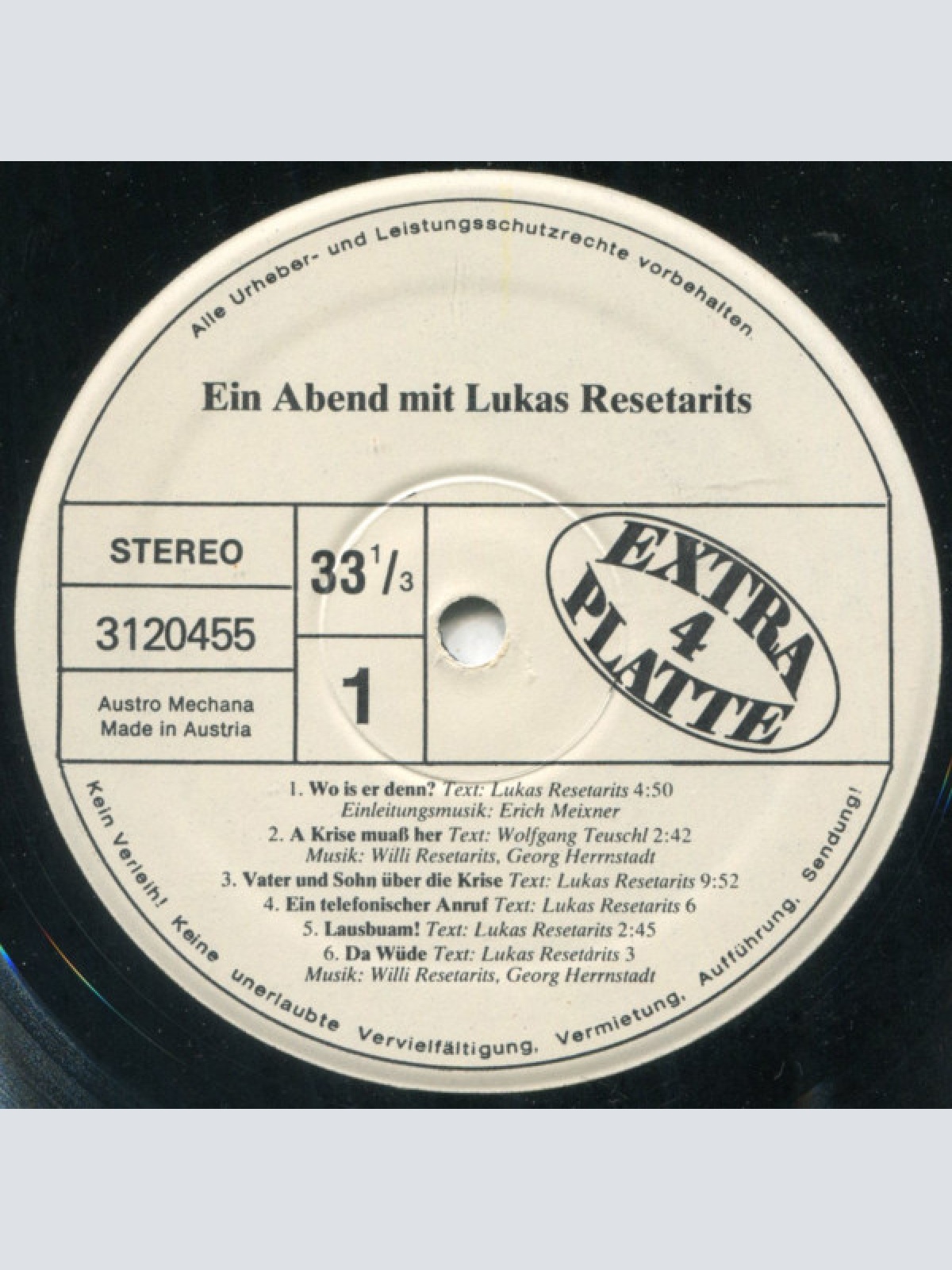 Vinyl / Lukas Resetarits - Ein Abend Mit Lukas Resetarits