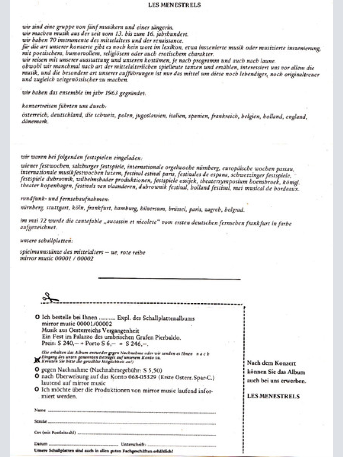 Vinyl / Les Menestrels - Einladung Zum Tanz = Invitation To Dance = Invitation A La Danse = Invito Al Ballo (Tänze Des Mittelalters Und Der Renaissance Auf Originalen Instrumenten = Medieval And Renaissance Dances Played On Original Instruments)