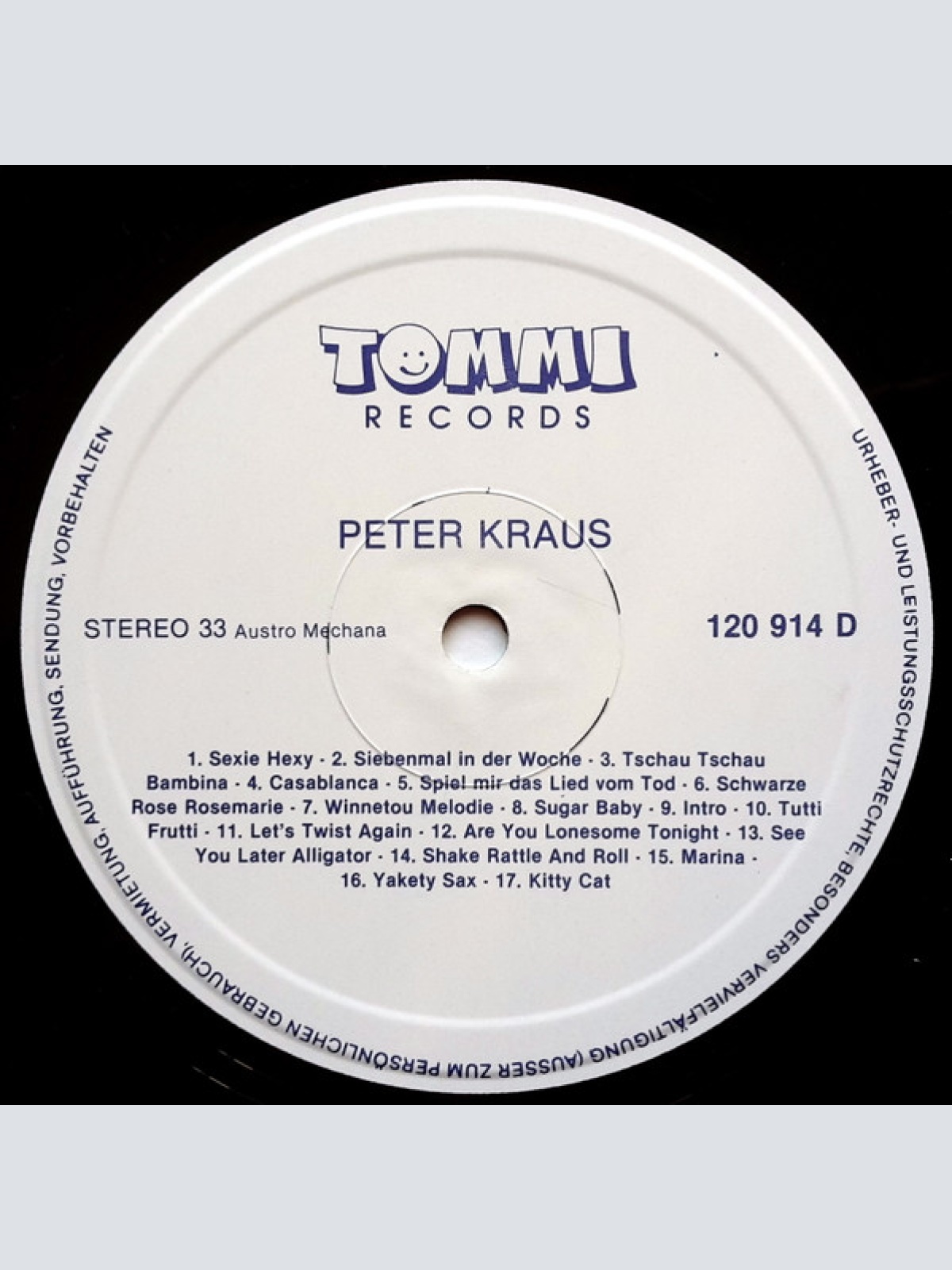 Vinyl / Peter Kraus - Als Teenager Träumten - Live Mitschnitt Aus Dem Wiener Metropol