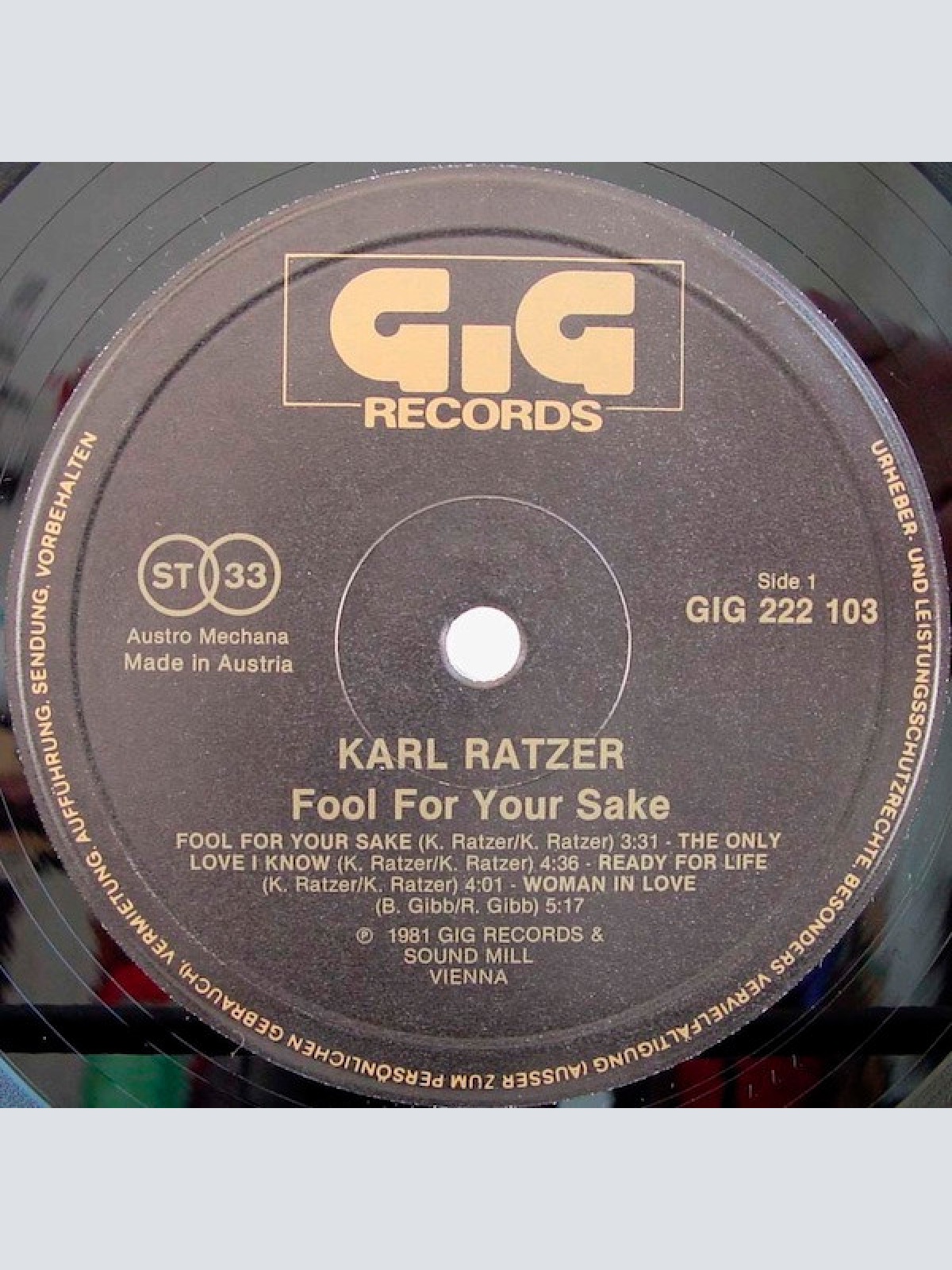 Vinyl / Karl Ratzer - A Fool For Your Sake
