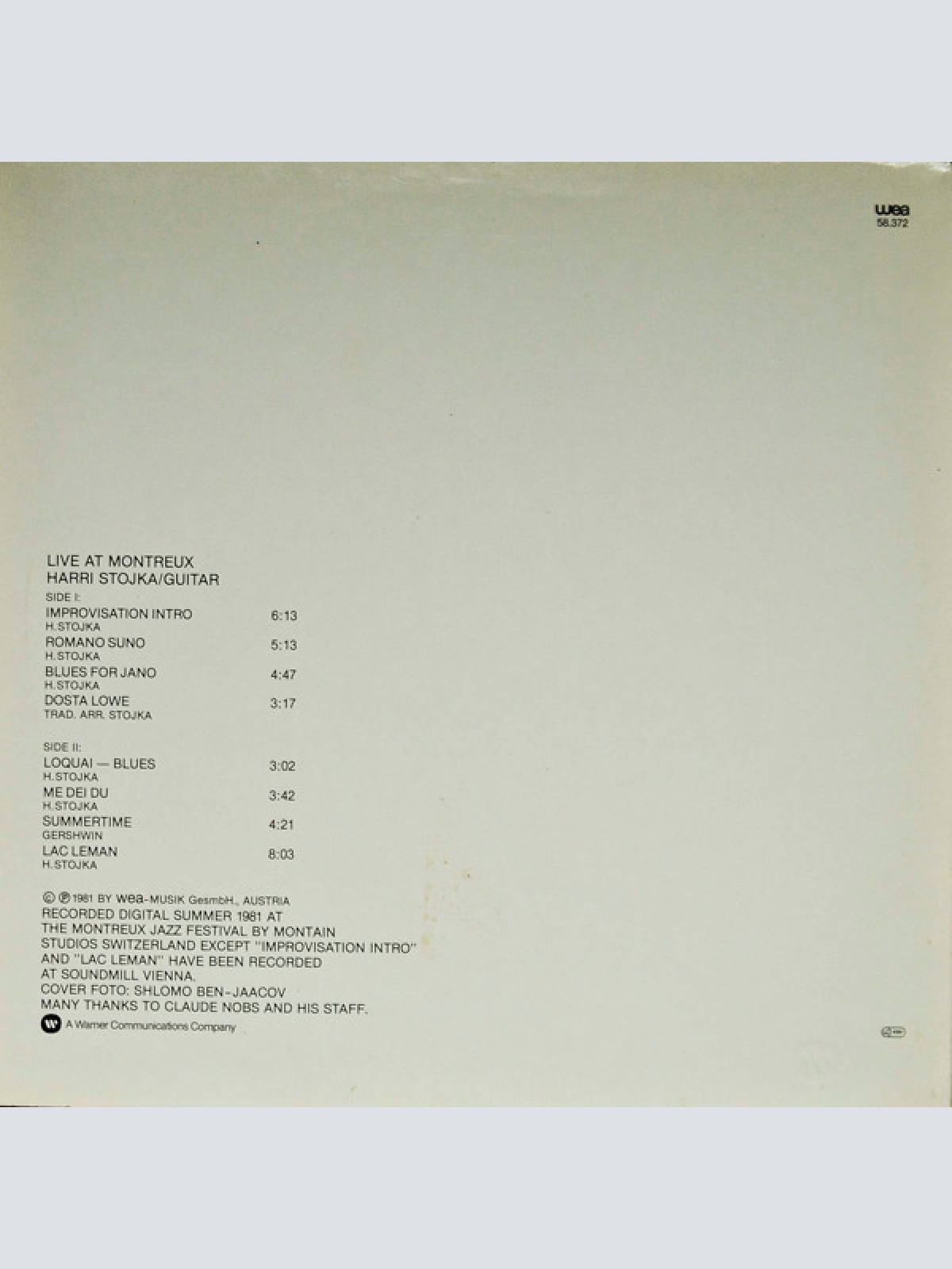 Vinyl / Harri Stojka - Live At Montreux