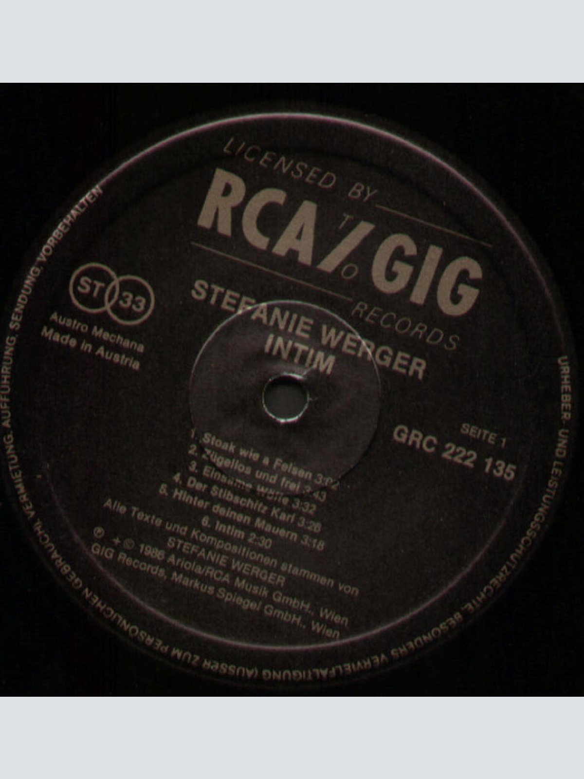 Vinyl / Stefanie Werger - Intim