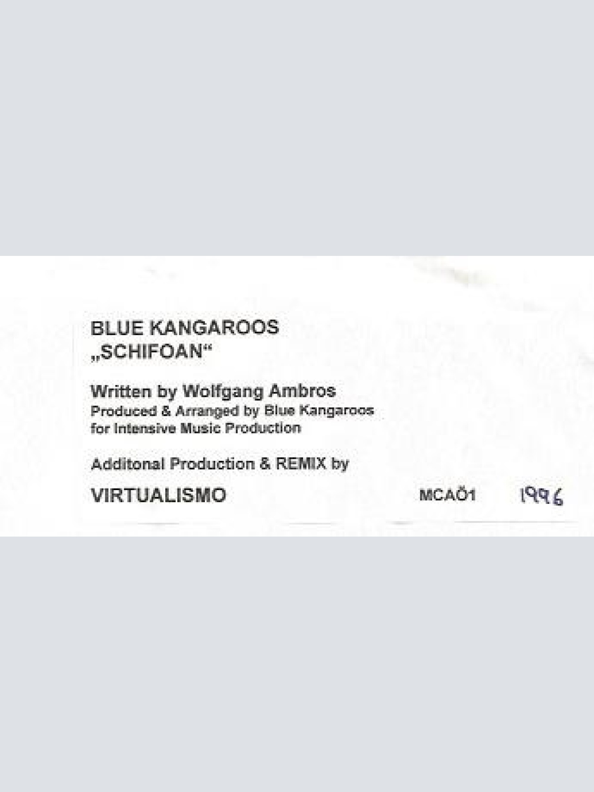 Vinyl / Blue Kangaroos - Schifoan
