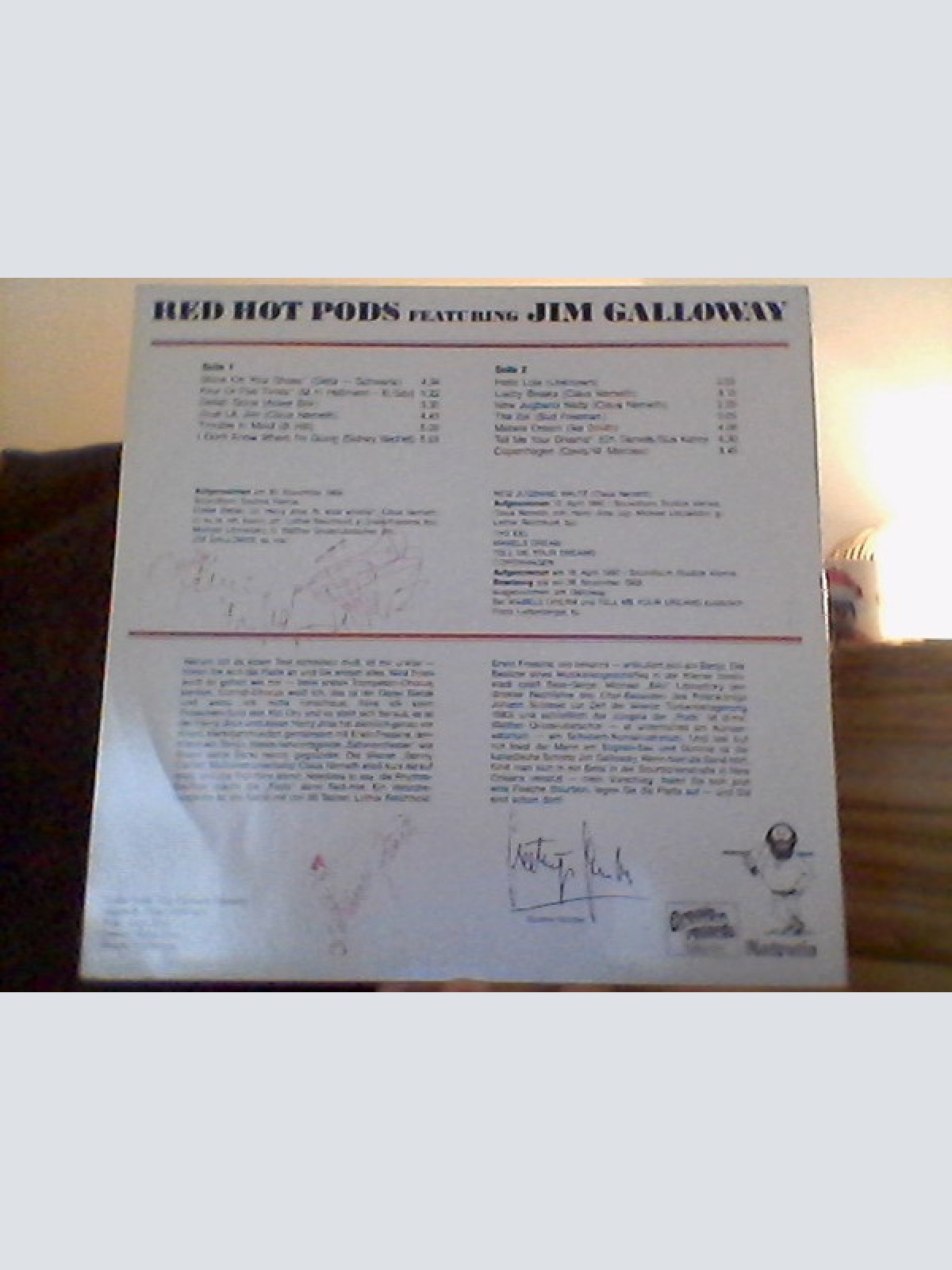Vinyl / Red Hot Pods / Jim Galloway - Featuring Jim Galloway