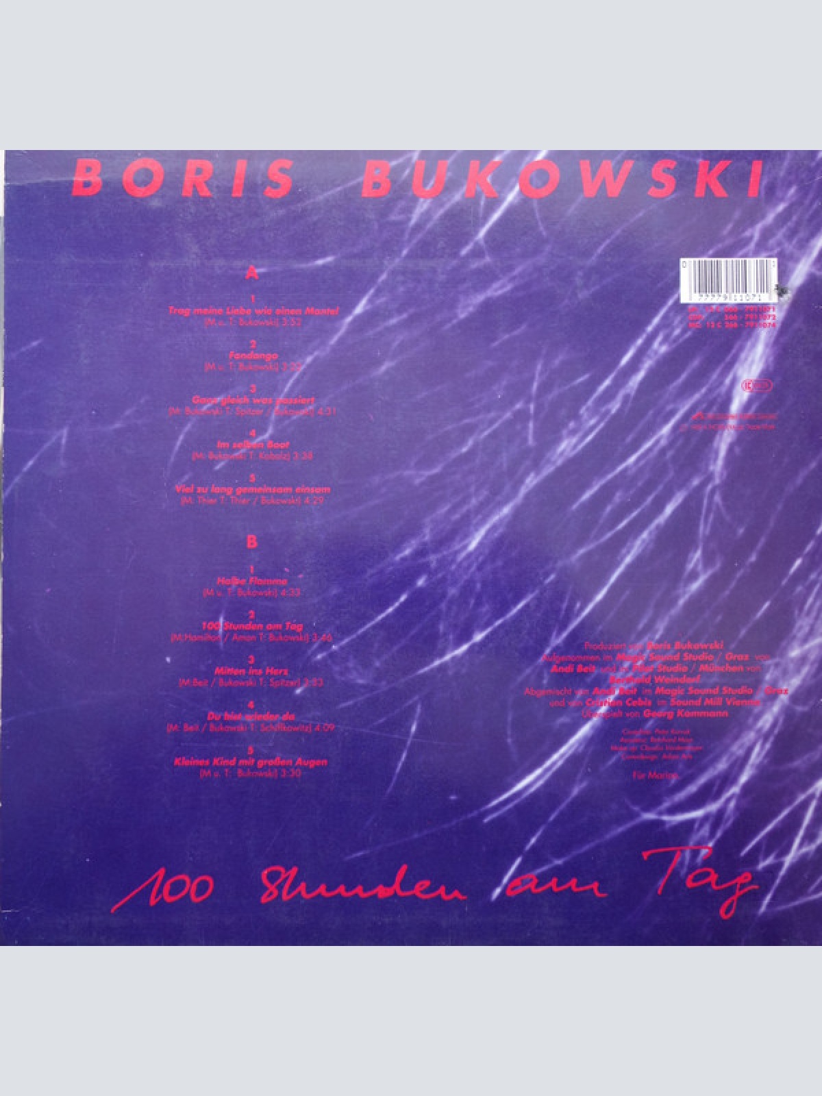 Vinyl / Boris Bukowski - 100 Stunden Am Tag