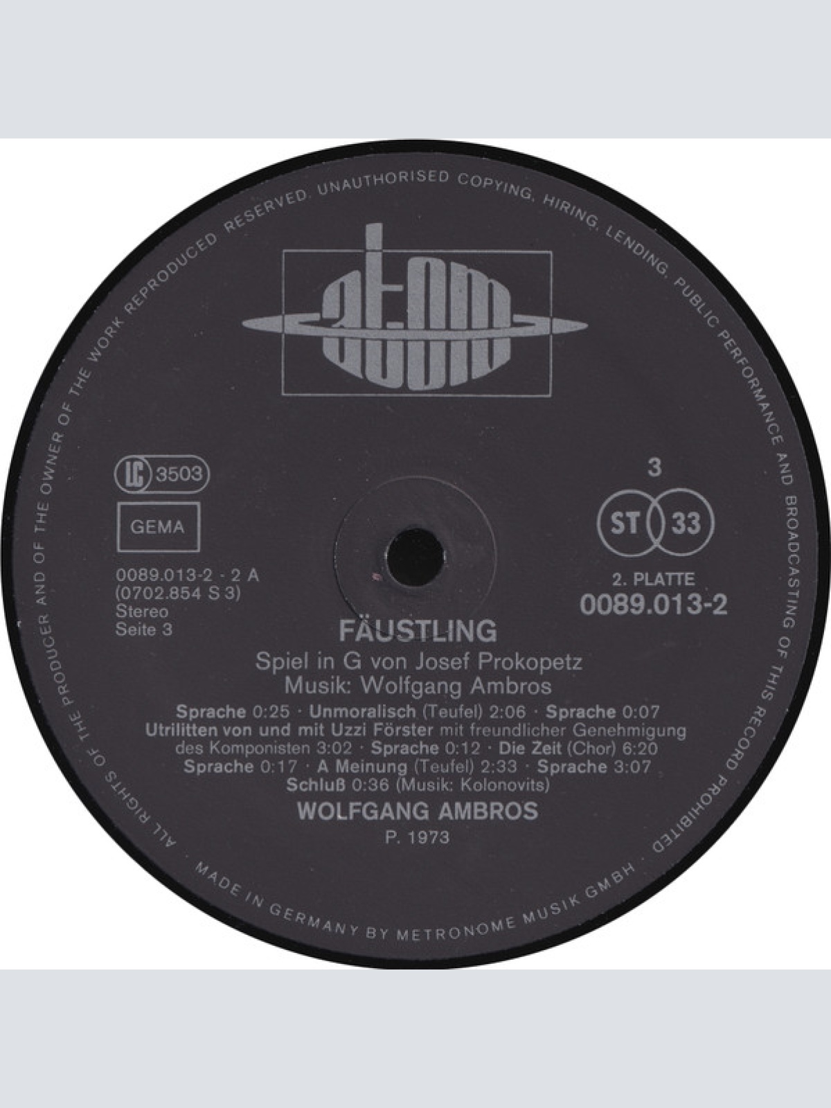 Vinyl / Ambros* - Prokopetz* - Fäustling