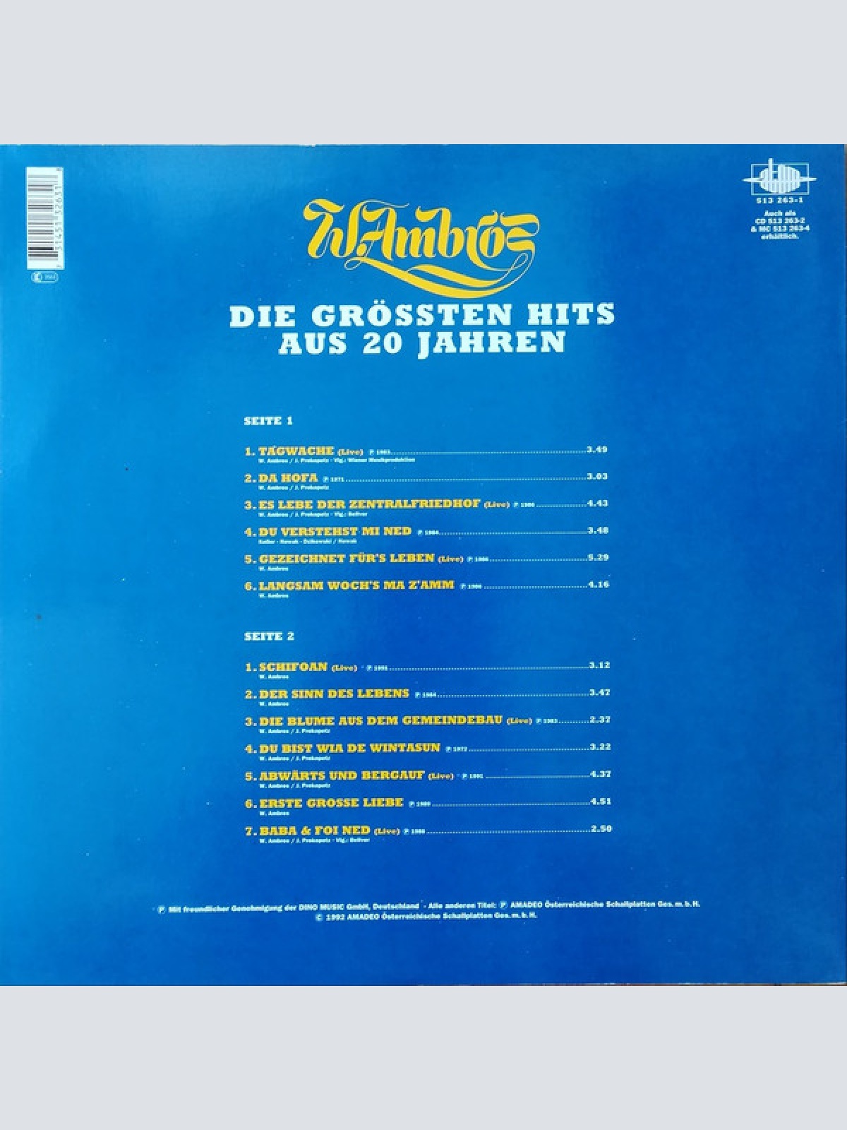 Vinyl / W. Ambros* - Die Grössten Hits Aus 20 Jahren