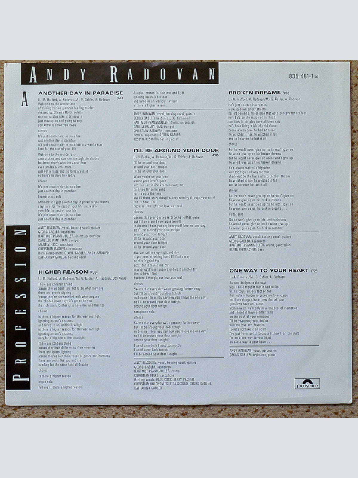 Vinyl / Andy Radovan - Profession