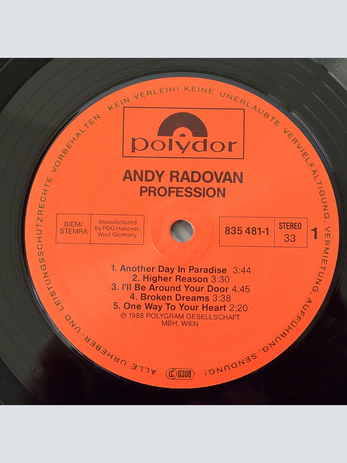 Vinyl / Andy Radovan - Profession