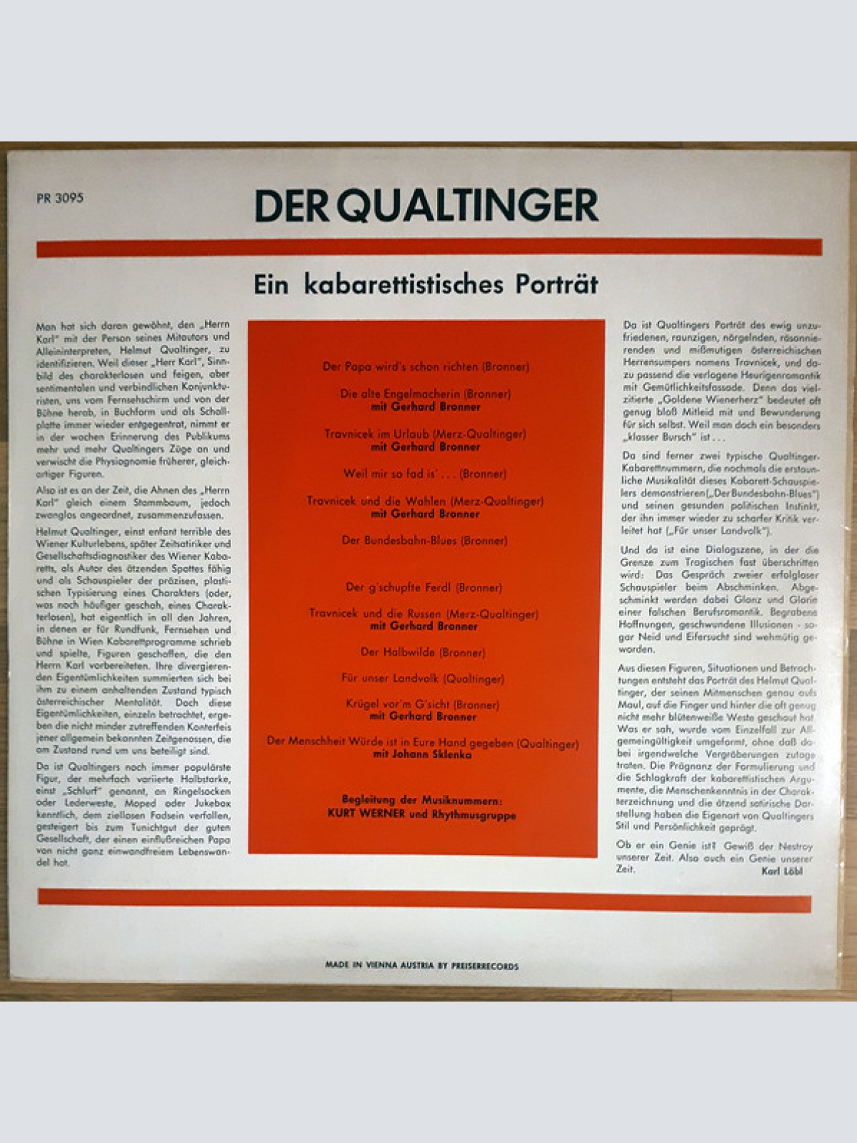 Vinyl / Helmut Qualtinger - Der Qualtinger (Ein Kabarettistisches Porträt)
