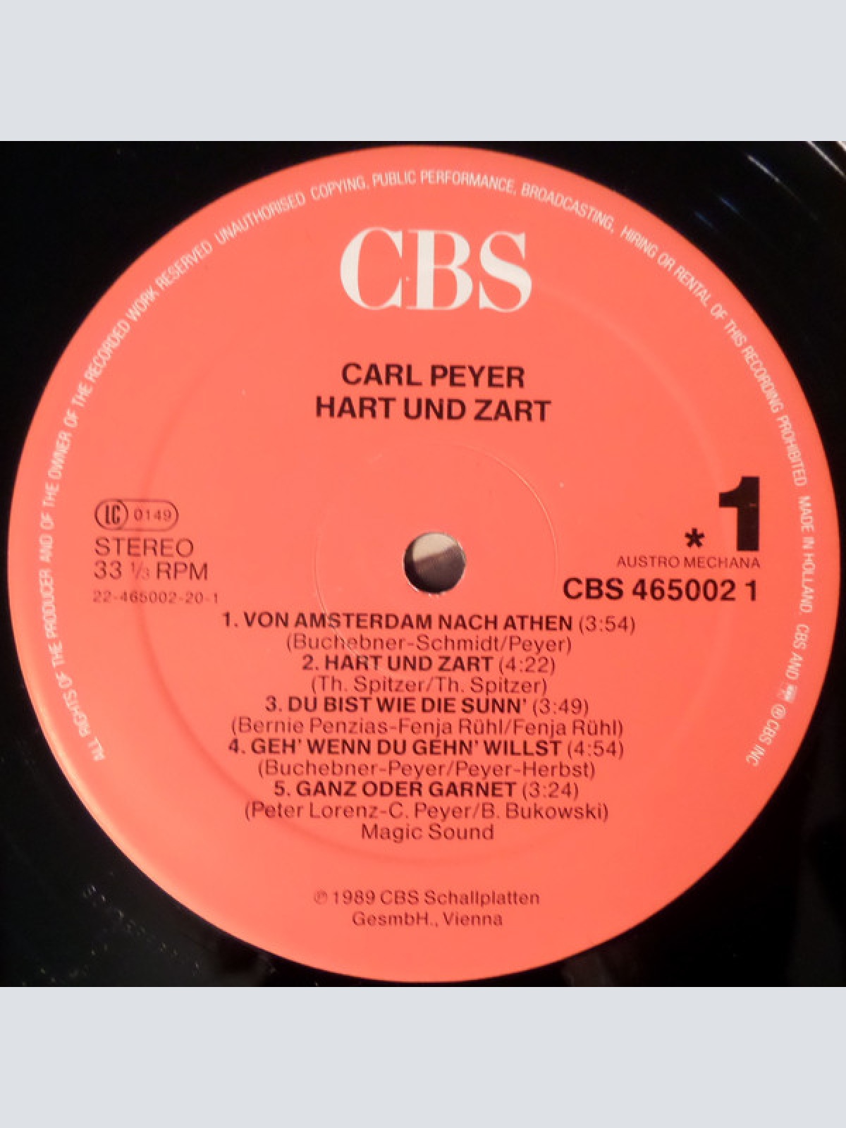 Vinyl / Carl Peyer - Hart Und Zart