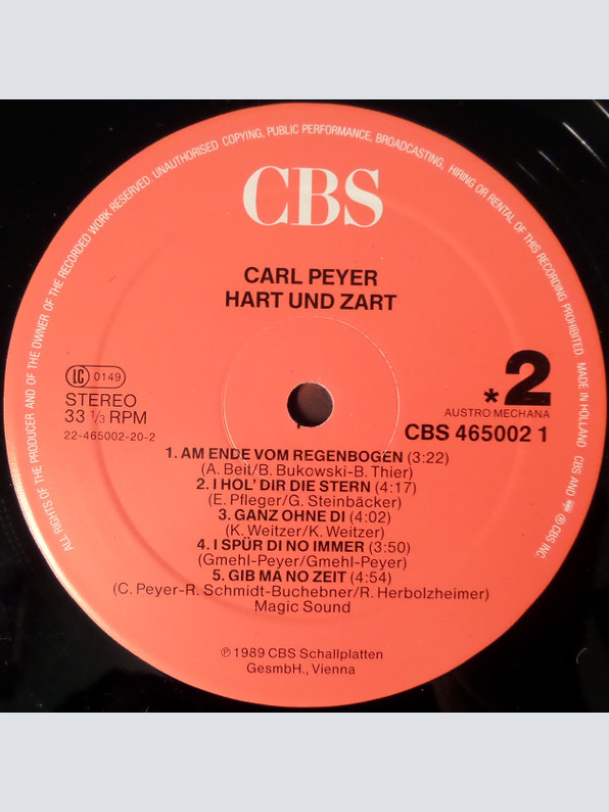 Vinyl / Carl Peyer - Hart Und Zart