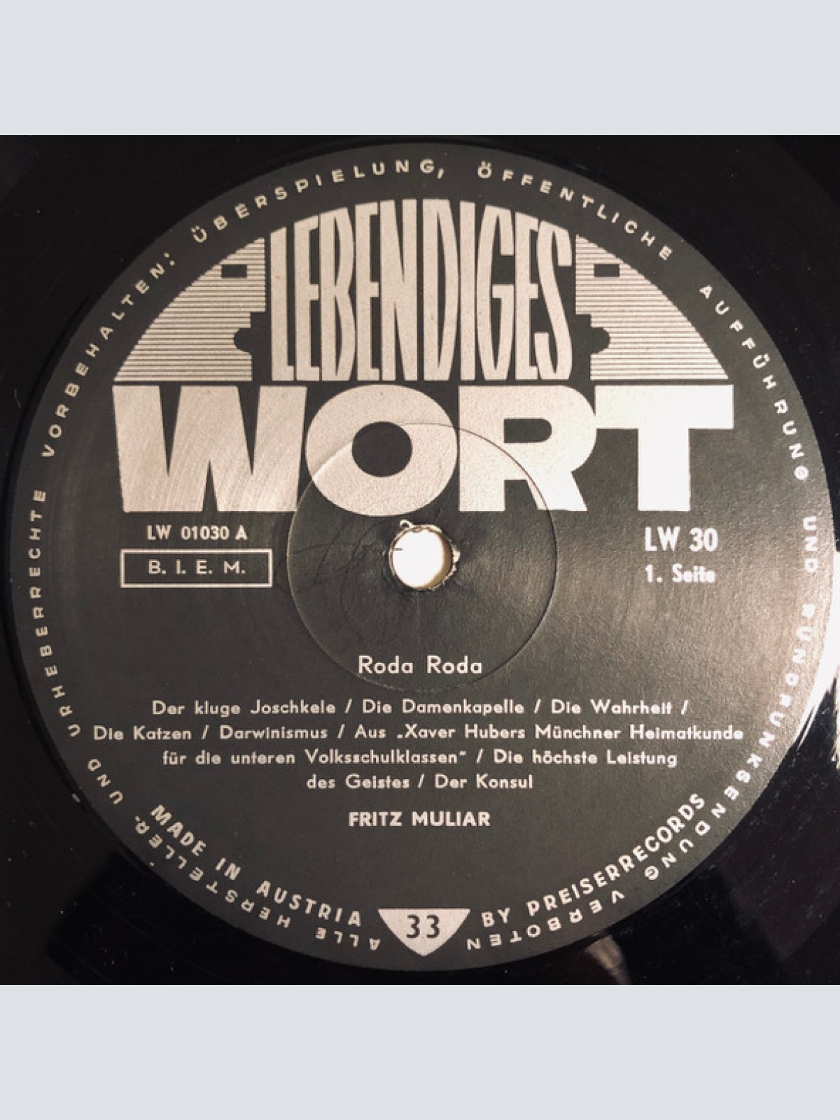 Vinyl / Fritz Muliar - Die Große Roda Roda Platte