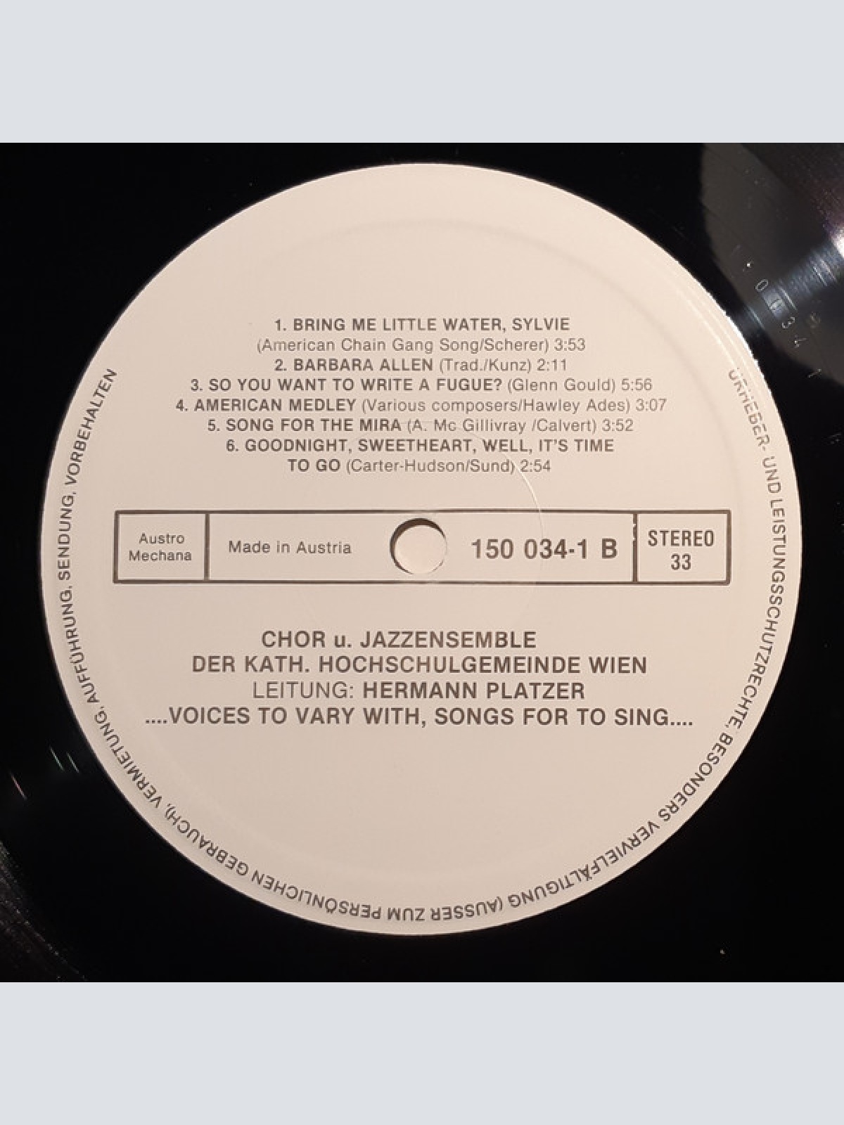Vinyl / Jazzensemble & Chor der KHG - Wien - Voices To Vary With, Songs For To Sing