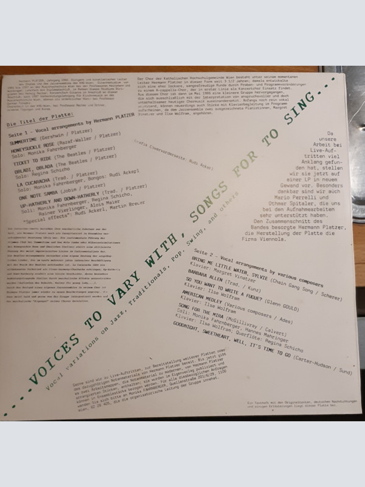 Vinyl / Jazzensemble & Chor der KHG - Wien - Voices To Vary With, Songs For To Sing