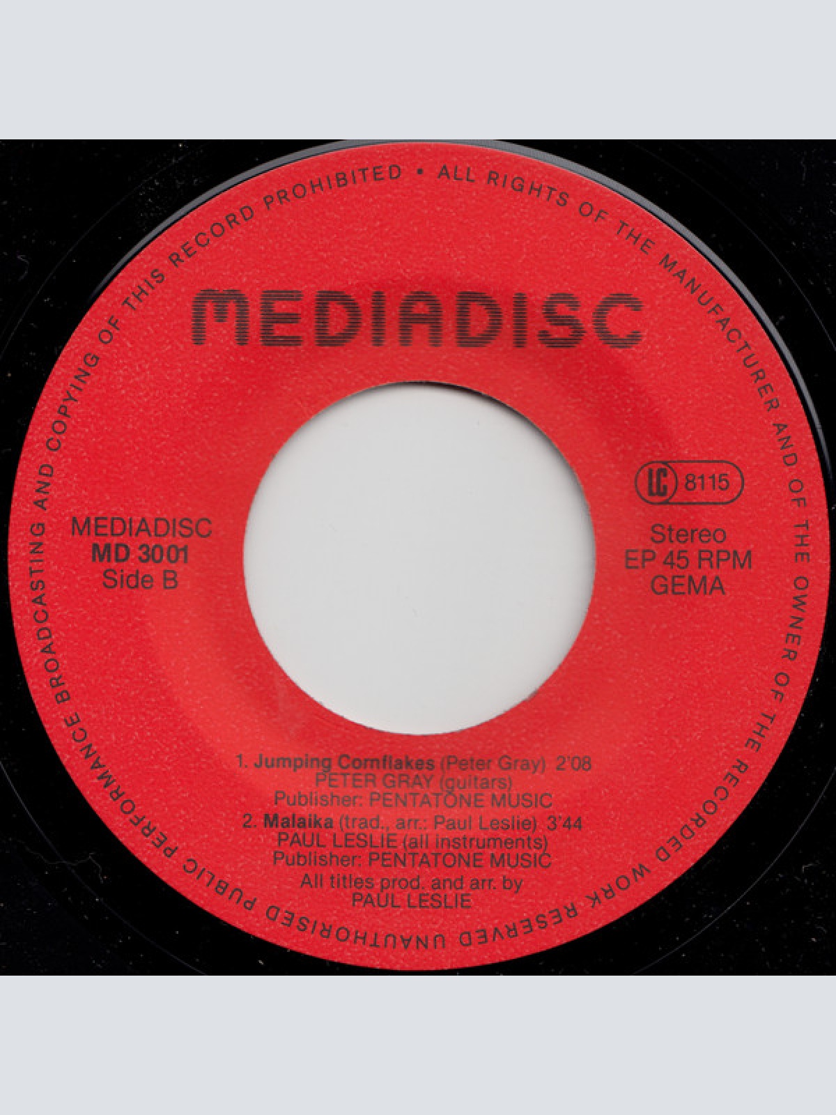 Vinyl / Paul Leslie / Peter Gray (5) - Funky Harmonica / Bisquit Baking